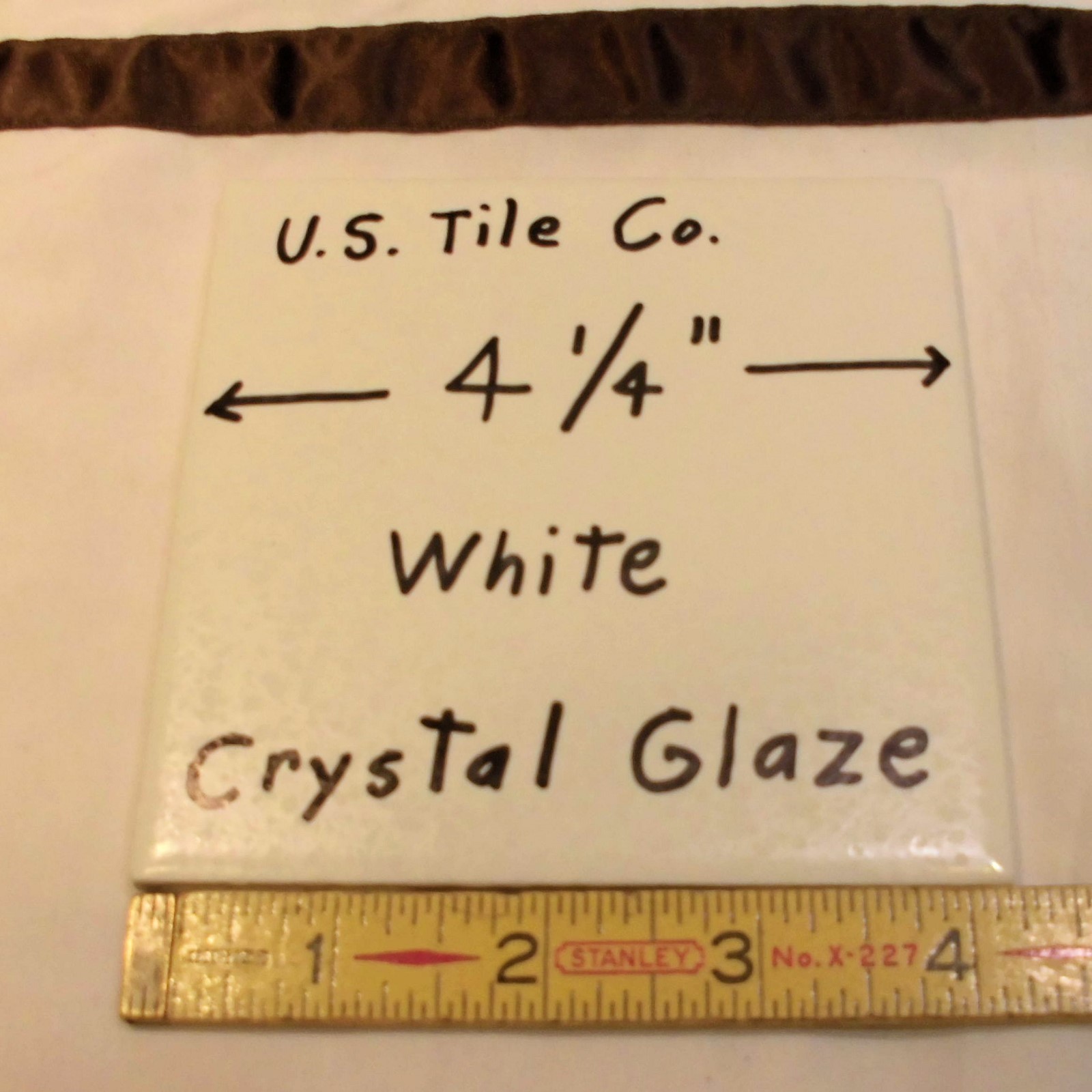 1 pc. *White* Ceramic Tile 4-1/4″ Crystal Glazed, Made in USA, New Old Stock