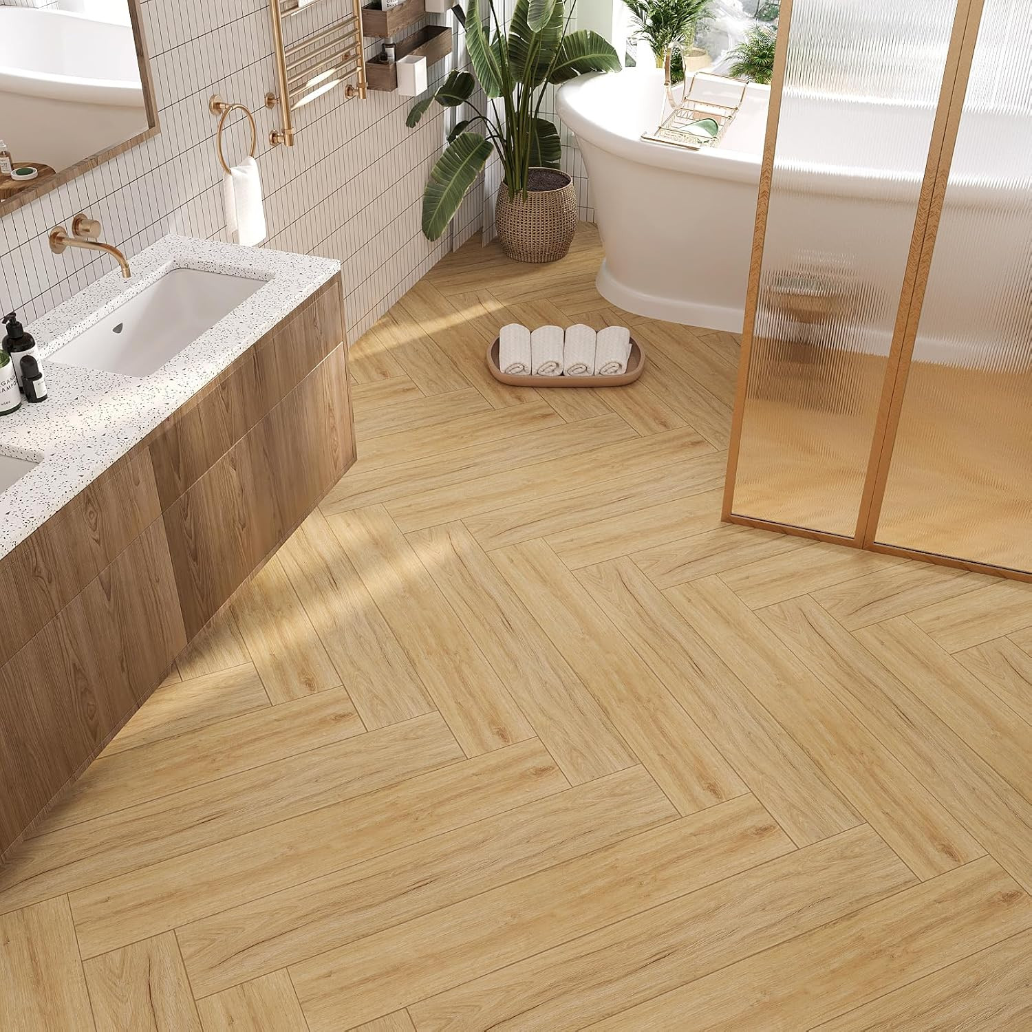 Waterproof Peel and Stick Cottage Oak Vinyl Plank Flooring 32 Pack 47 Sq. Ft.