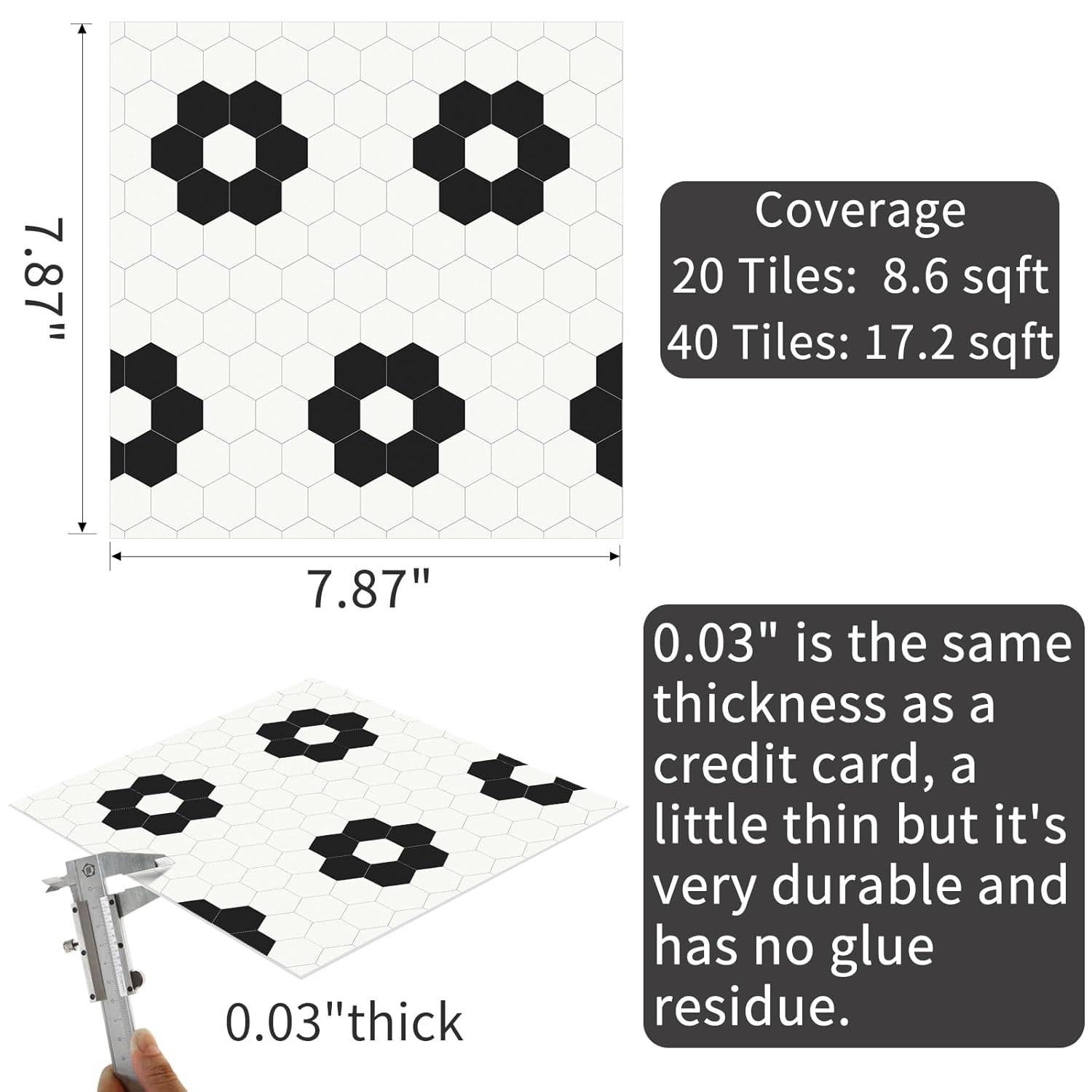 Waterproof Peel and Stick Vinyl Floor Tiles for Home and Bathroom (20 Pcs)