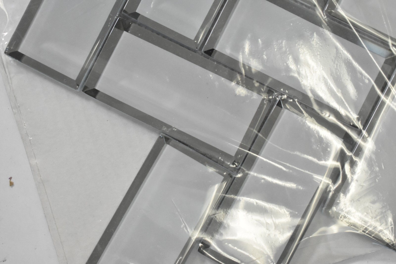 Lot of 3 Premium Mosaics Ice Bevel Herringbone 2mm x 4mm x 8mm Tiles Glass