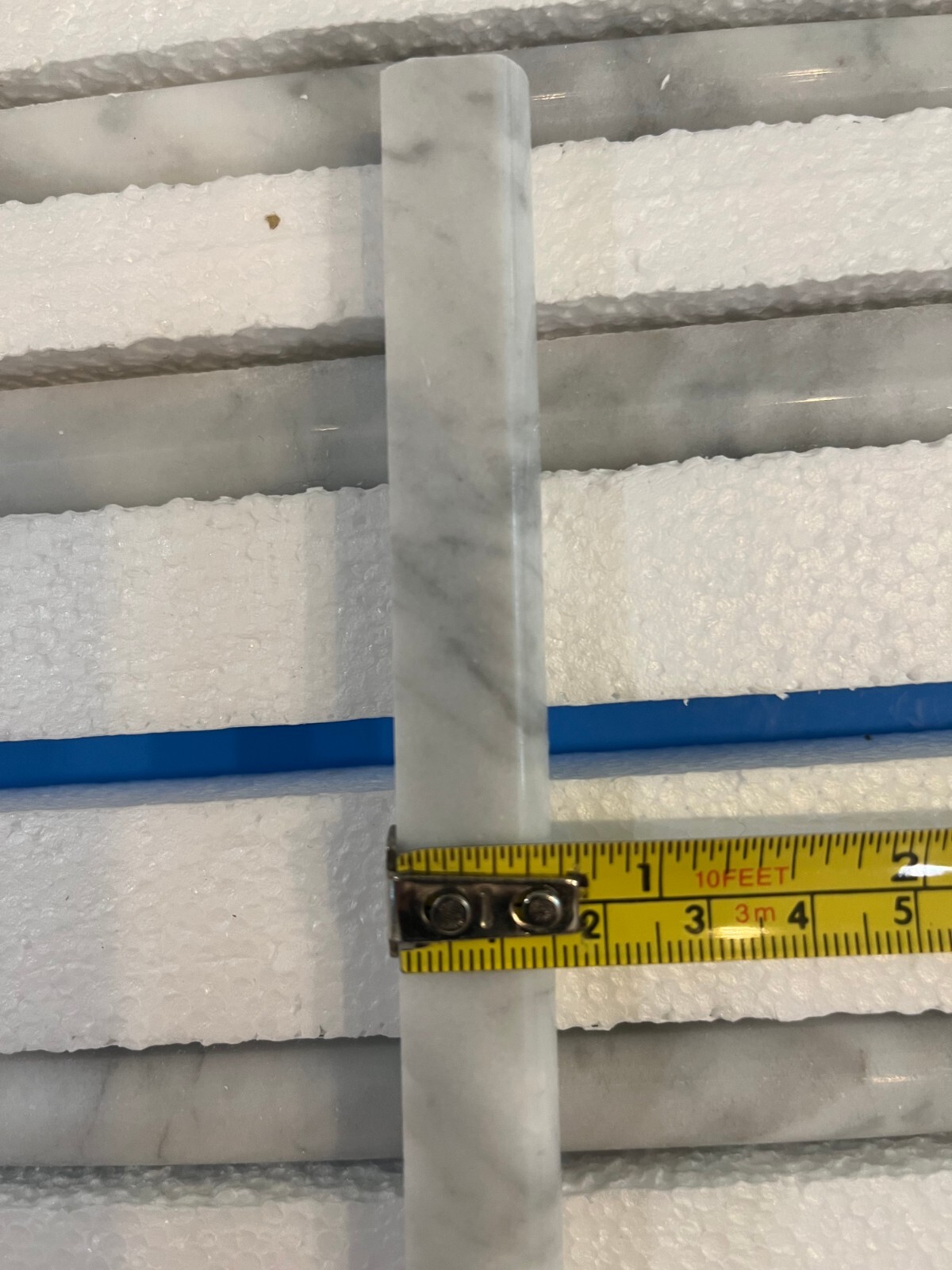 9-PC Carrara White Italian (Bianco Carrara) Marble 3/4X12 Bullnose Molding