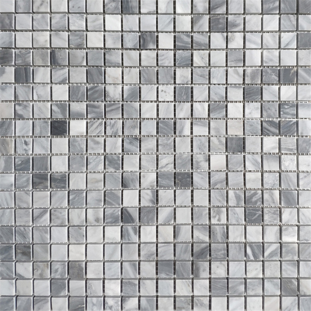 K22XP Bardiglio Gray Marble Square Mosaic Tile Polished 5/8 x 5/8 Grid
