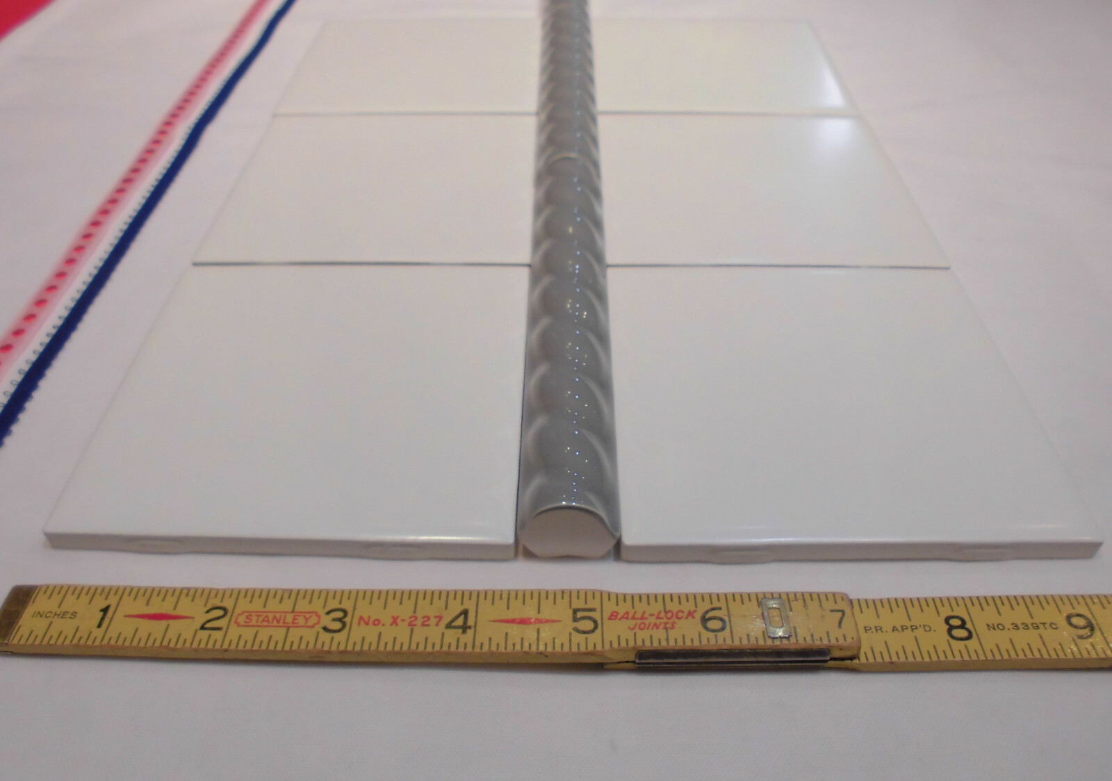 10 *Glossy Dark Gray* Ceramic Sizzle Liner Rope Tiles 3/4″ X 6″ American Olean
