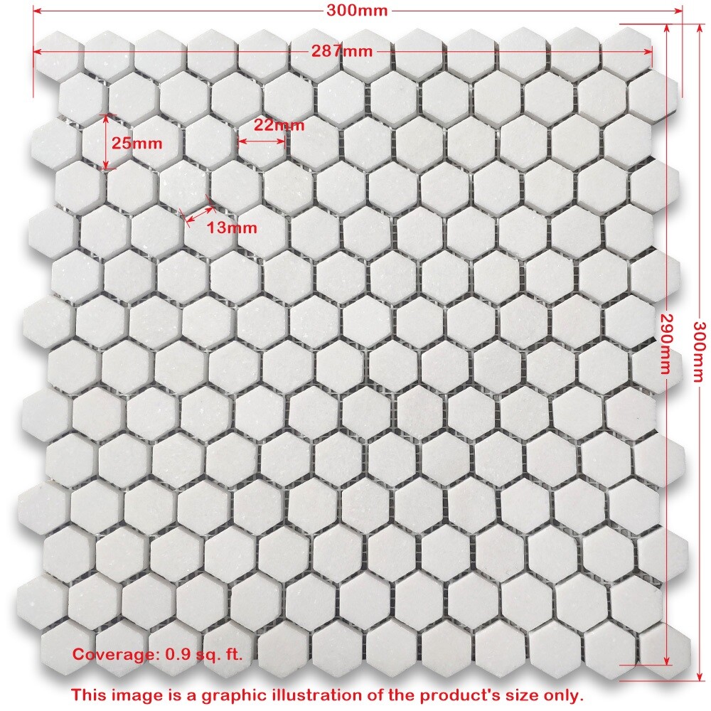 L31XH 1″ Hexagon Statuary Statuario White Italian Marble Mosaic Tile Honed