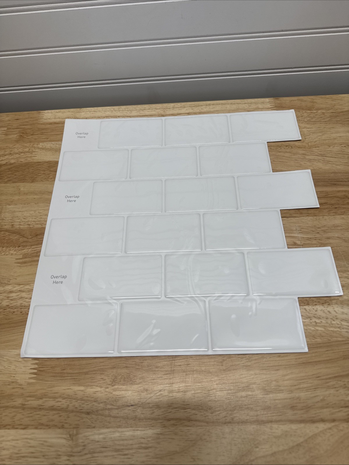Art 3d Peel and Stick Tiles: White with White Grout – 10 Stickers Per Pack