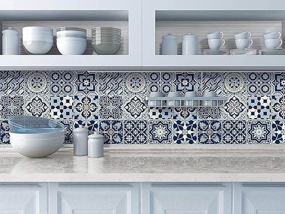 Graphixdesign Moroccan Tile Stickers for Kitchen Backsplash Bathroom Floor Wood