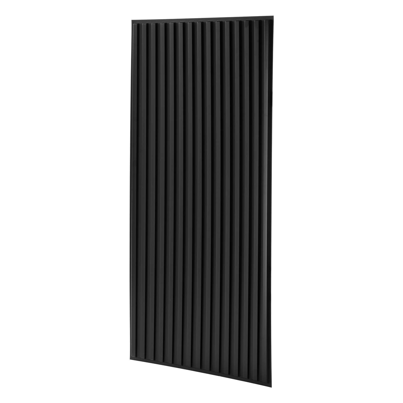 24 x 48 in PVC Ceiling Tiles 12 – Pack 3D Black Linear Slat Panels, Smooth PVC