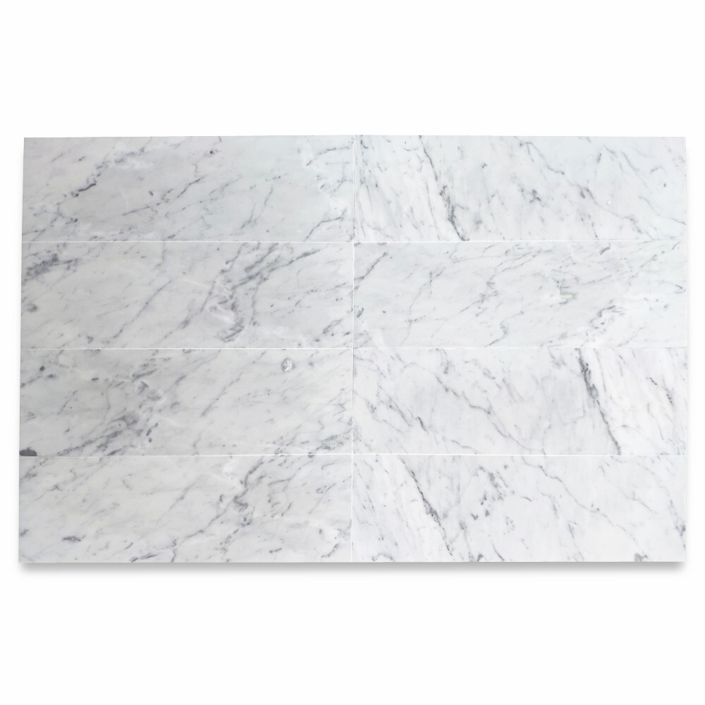 C43AH 6×18 Carrara White Marble Wall and Floor Tile Honed Venato Bianco