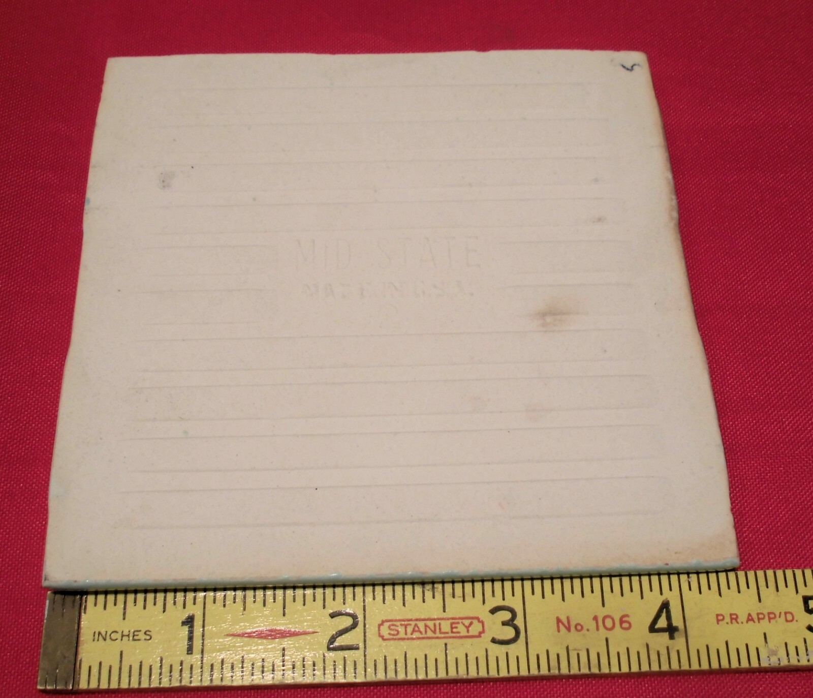 1 pc. Fern Green; Matte Bullnose Ceramic Tile 4-3/8″ by Mid-State Co. NOS