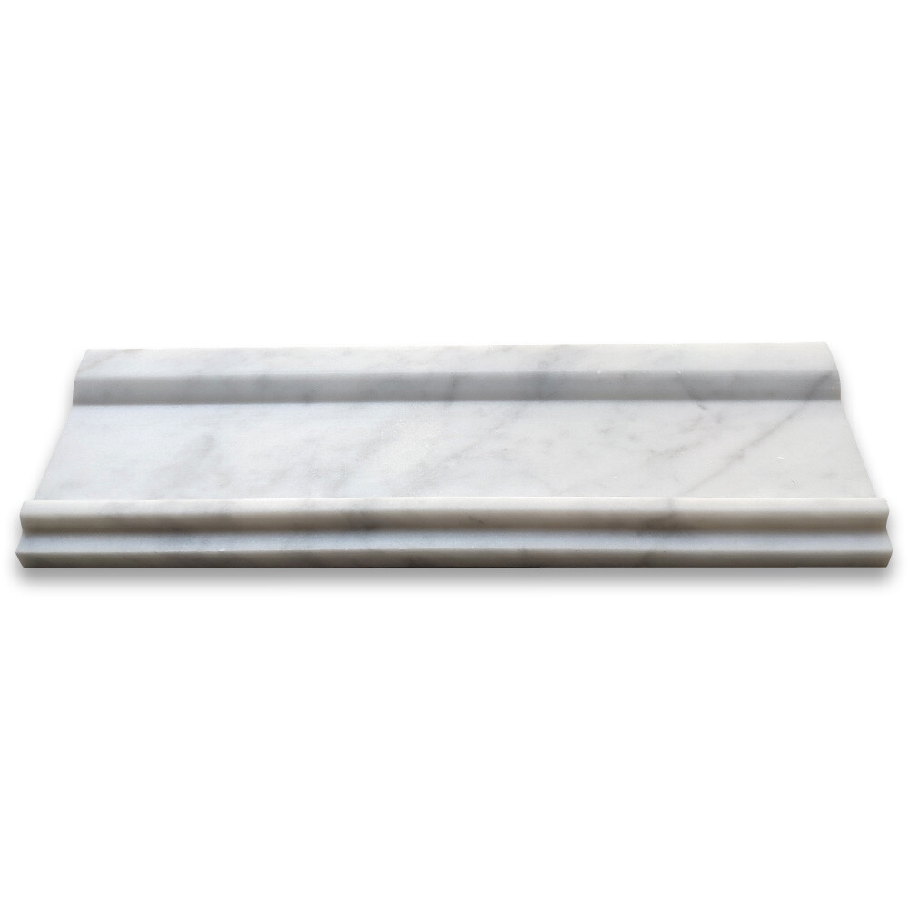 C03H Carrara White Marble 4×12 Plaza Trim Molding Baseboard Edging Honed