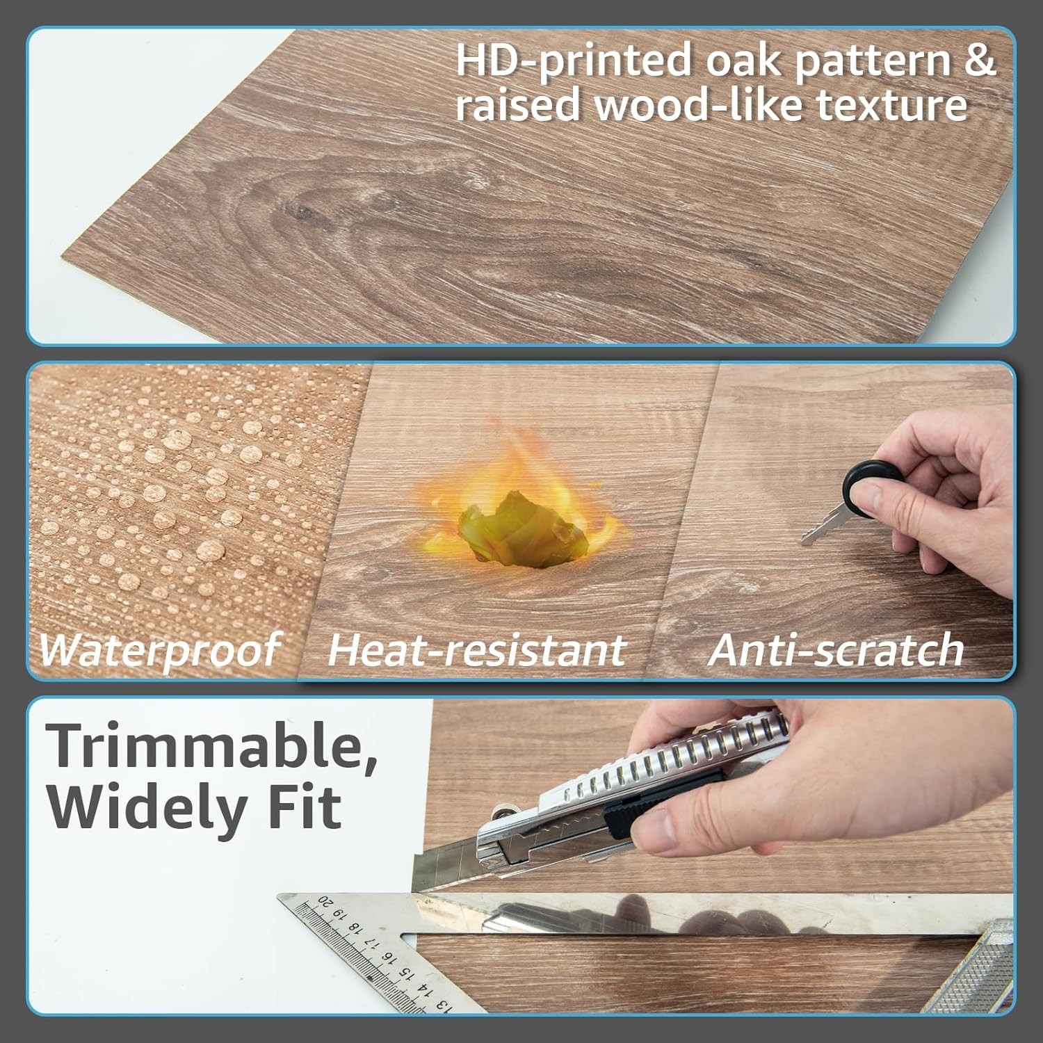 30 Sq. Ft Peel and Stick Vinyl Floor Tiles – Light Brown Ash