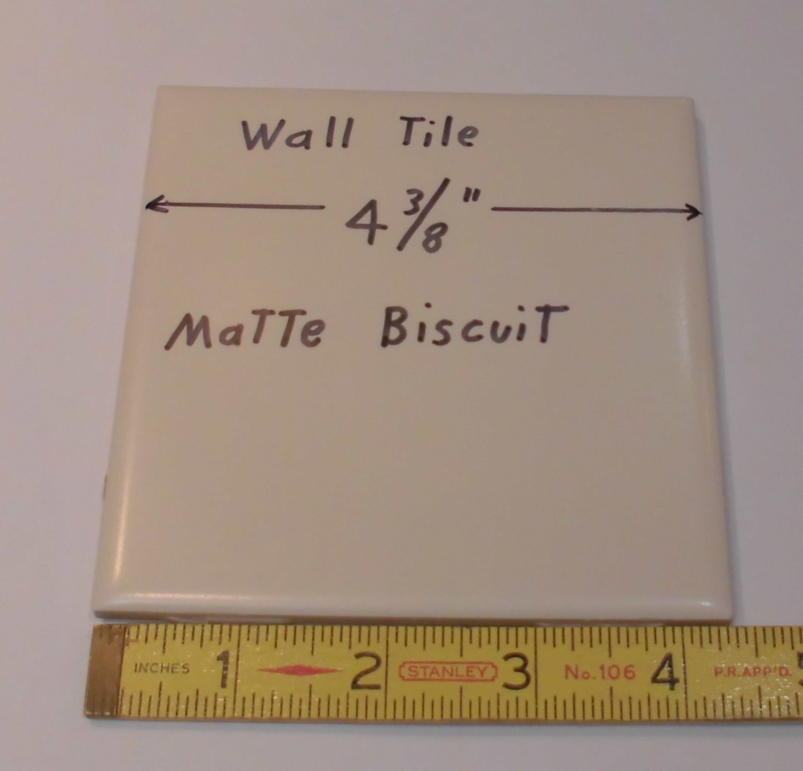 1 pc. Matte Ceramic Wall Tile *Biscuit Color* 4-3/8″ X 1/4″ thick, off-white,