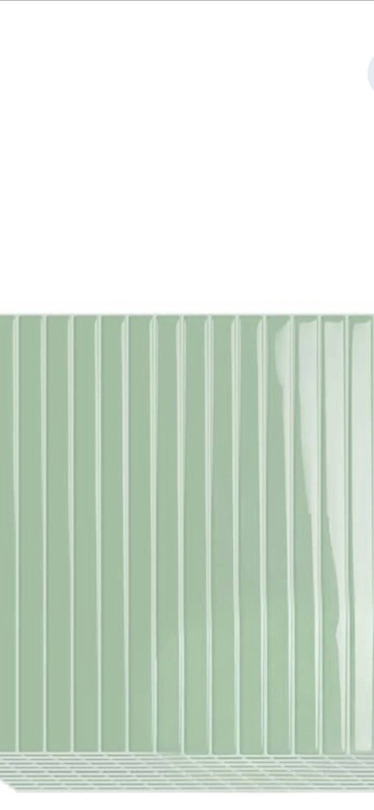 Green Striped Plastic Peel-and-Stick Backsplash Tile Glossy Easy to Clean
