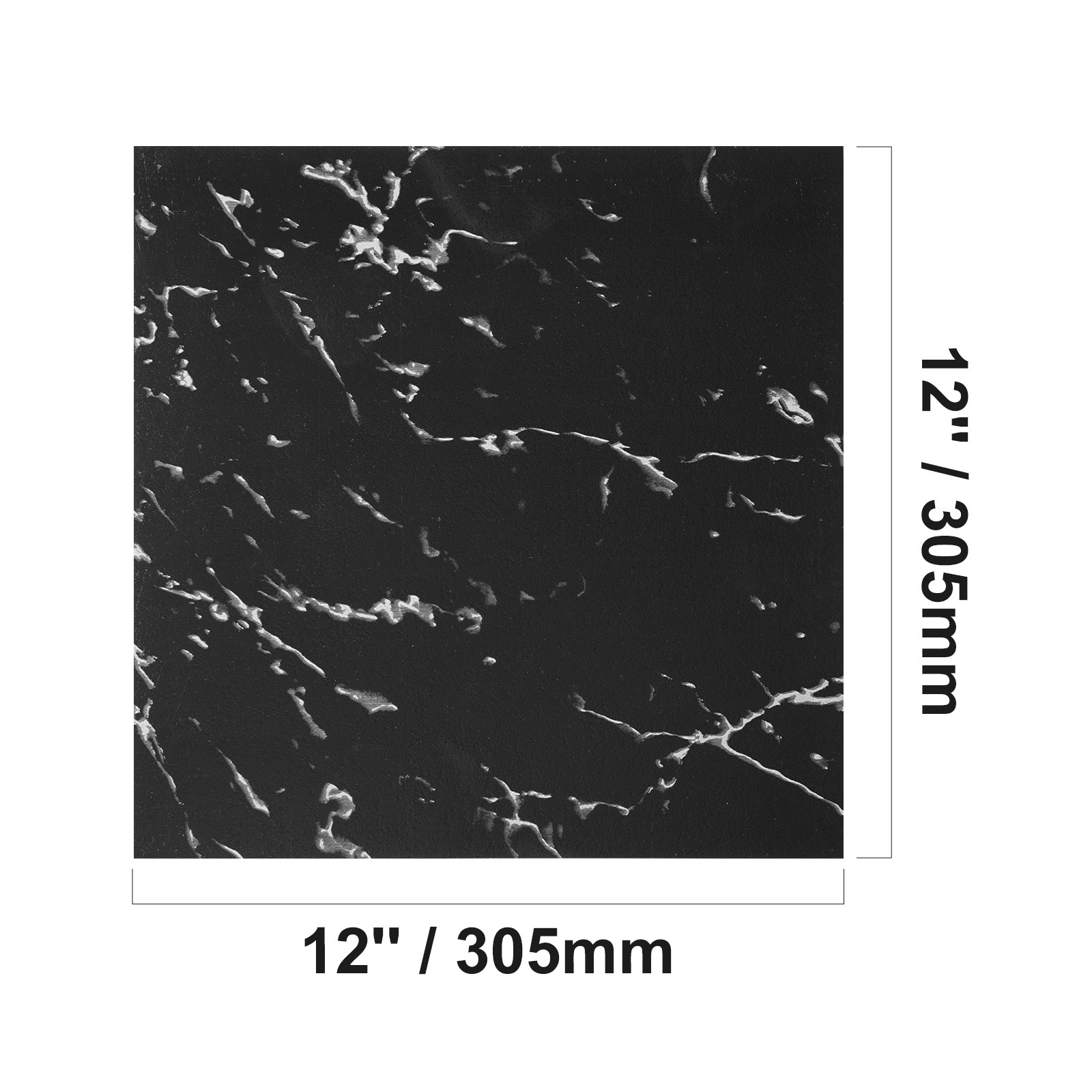 Uimoso 12” x 12” Self-Stick Vinyl Floor Tiles, 50 PCS, 1.5mm Thick, Black Marble