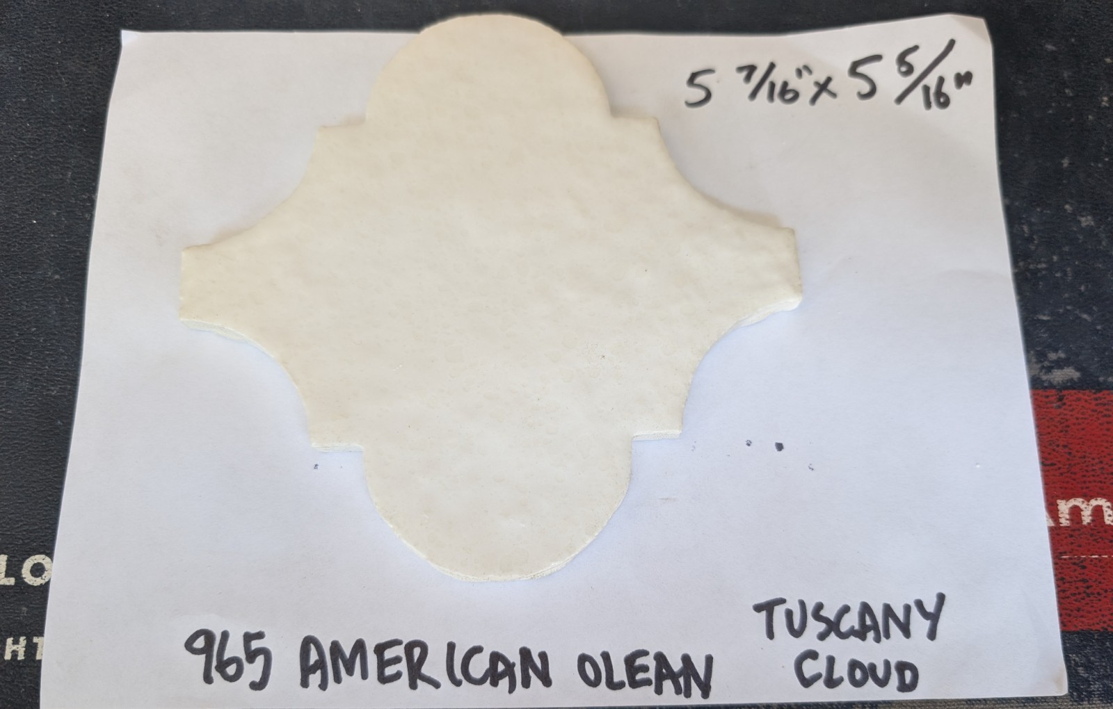 2 pcs Tuscany Cloud #965 American Olean Bumpy White Arabesque Valencia USA 1980s