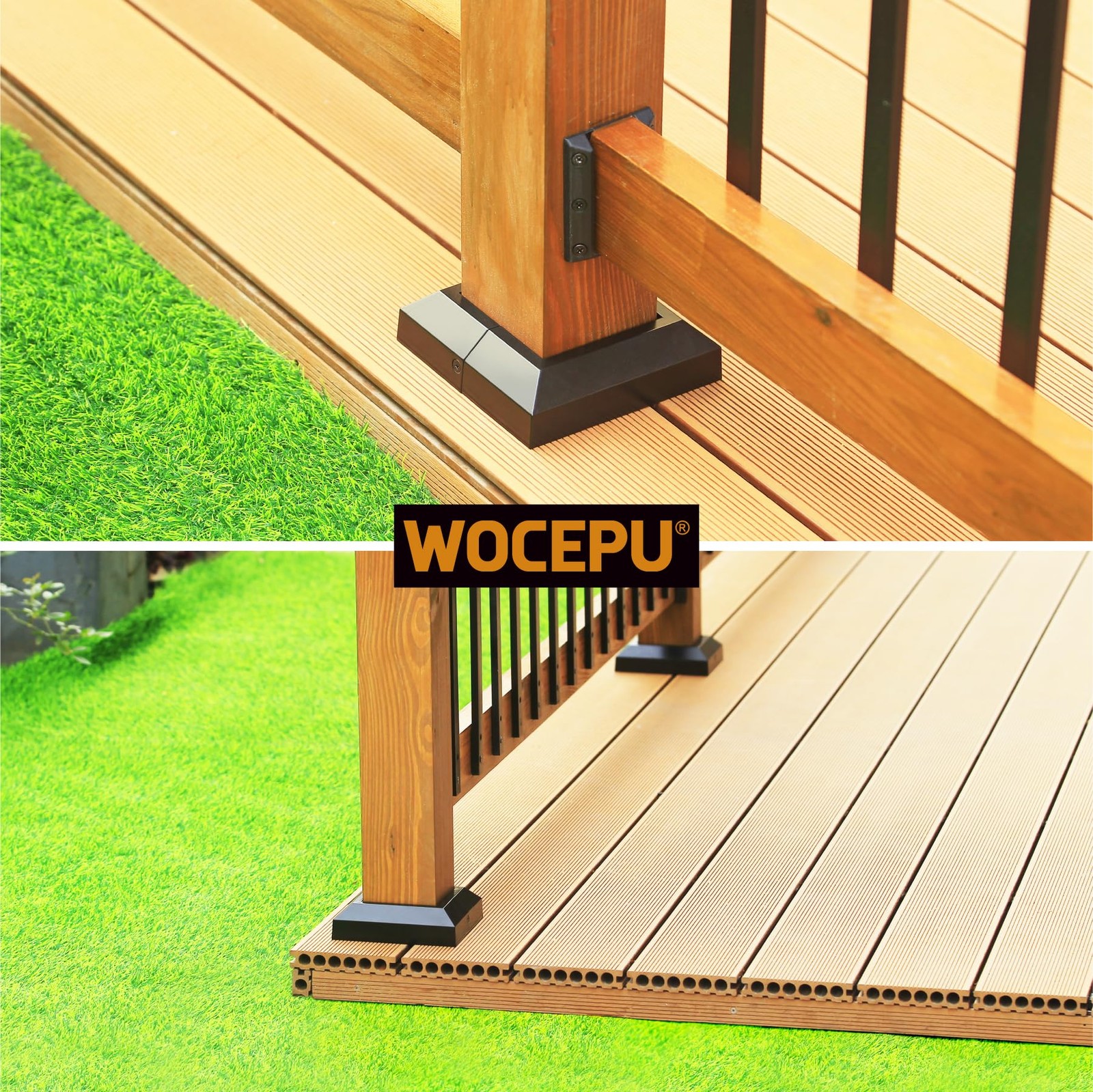 4 pcs 4×4 Actual 3.5″x3.5″ Aluminum Deck Post Base Cover, for Railings, Stair…