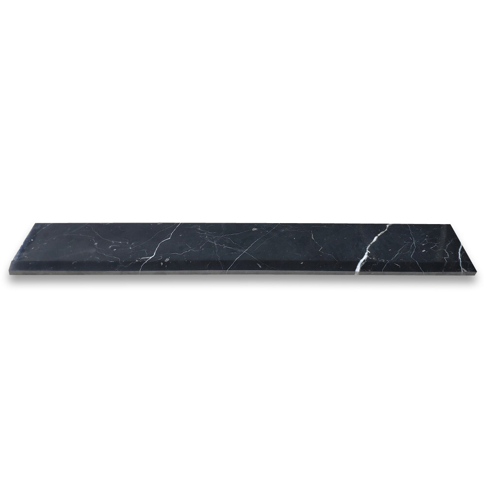 N0BP Nero Marquina Black Marble 6×36 Threshold Saddle Single Beveled Tile