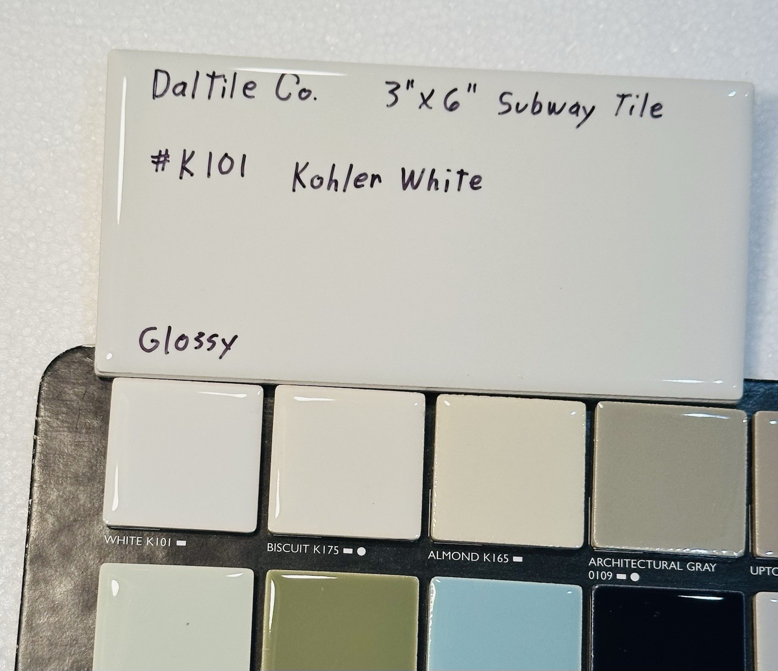 1 pc. Kohler White by Daltile #K-101: 3″ X 6″ Glossy Ceramic Tile, New Stock
