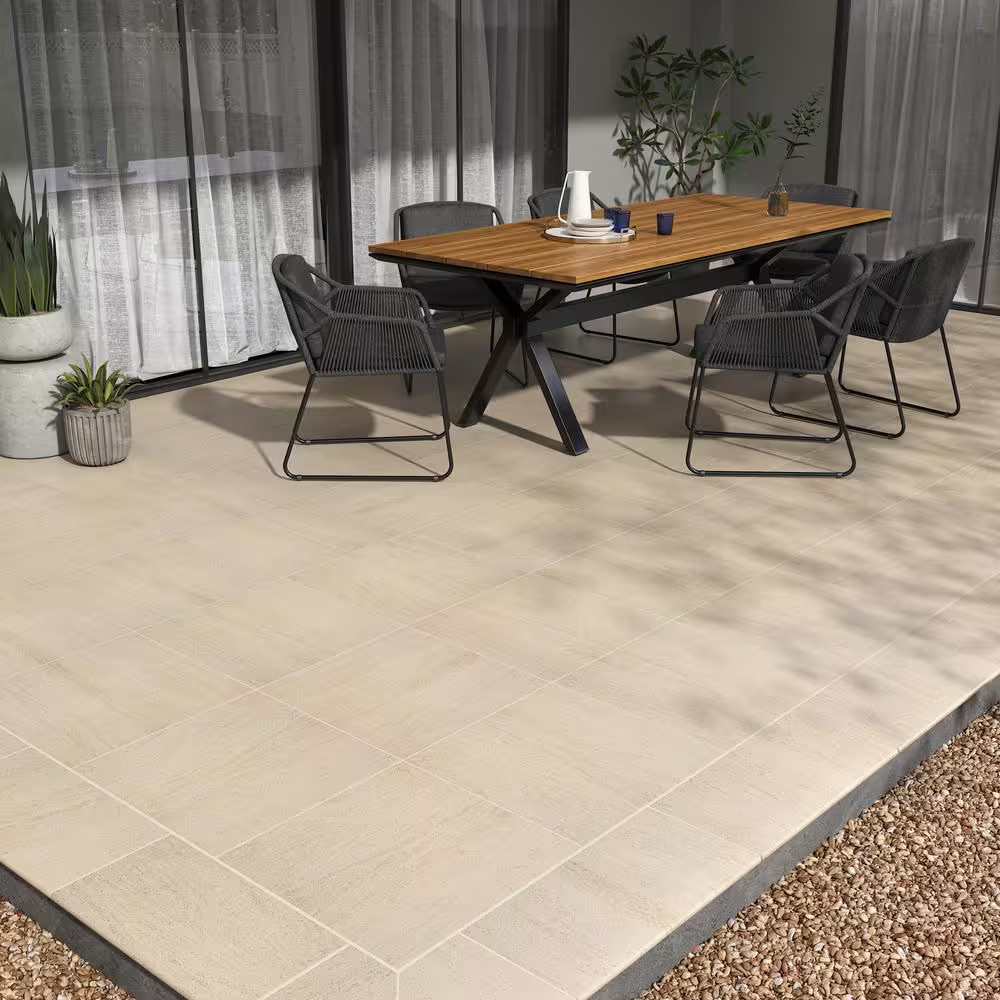 Living Style Beige 2 Cm. X 24 In. X 24 In. Matte Porcelain Stone Look Paver (8 S