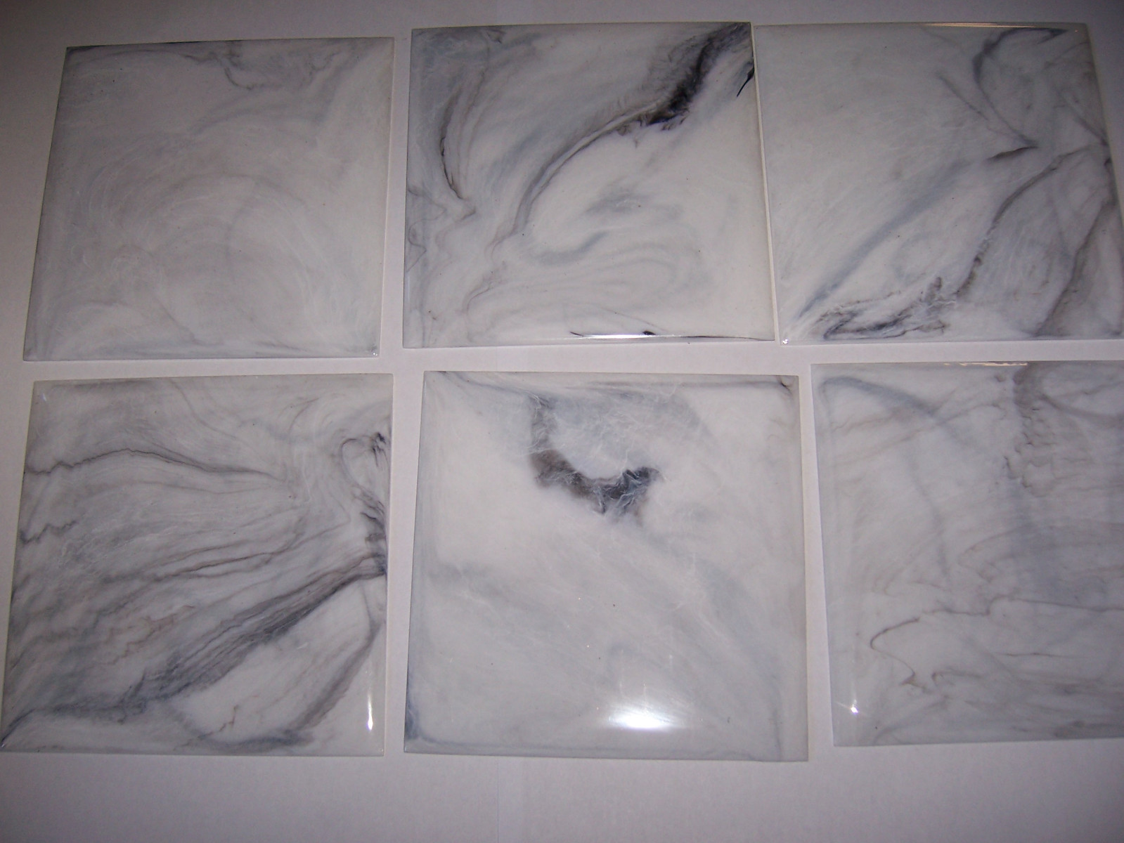 VINTAGE WHITE GREY MARBLE PLASTIC TILE 4 1/4″ wall bathroom kitchen polystyrene