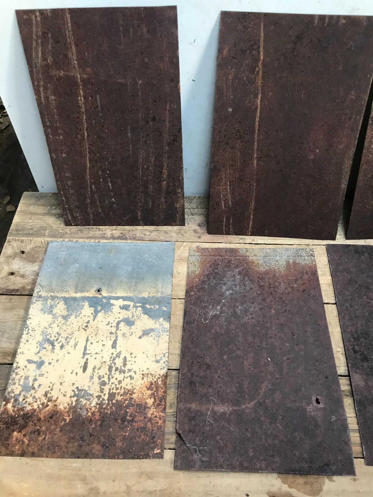 10 Rusty Galvanized Patina Sheet Metal 12″ x 7 1/2 – 8″ Wall Tile Art Garden (D)