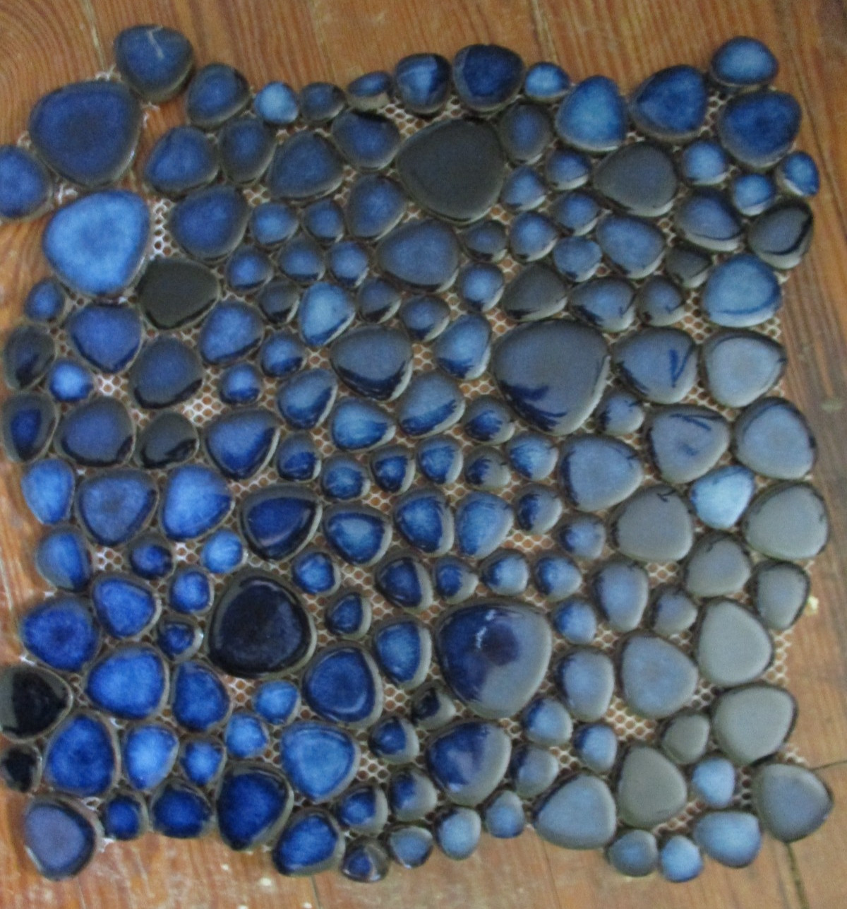 Cobalt Blue Pebble Porcelain Tile Shower Floor Bathroom Wall Mosaic 2 Sheet Set