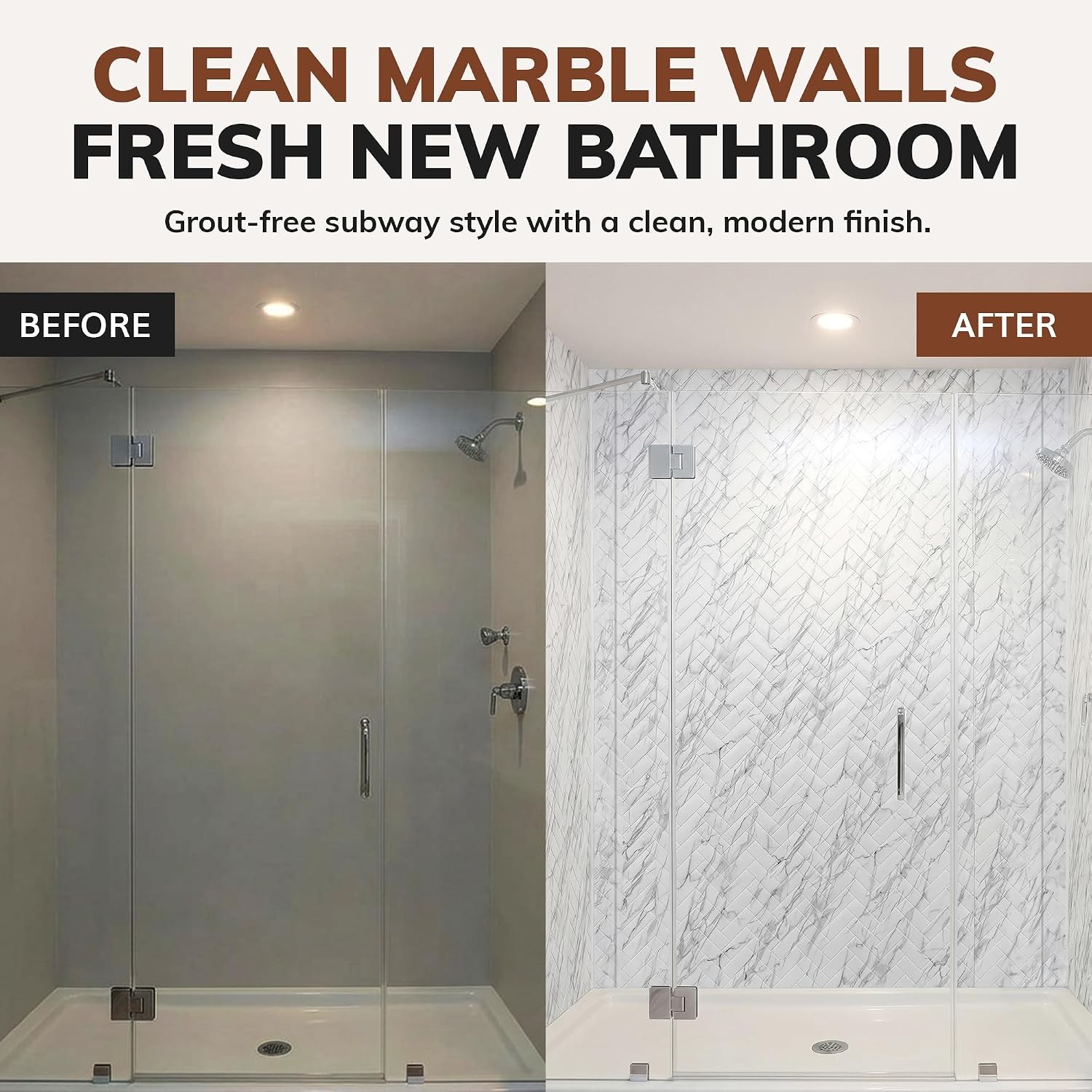 133-640-HERR-KIT Herringbone Tile – Tub and Shower Wall Panels Surround