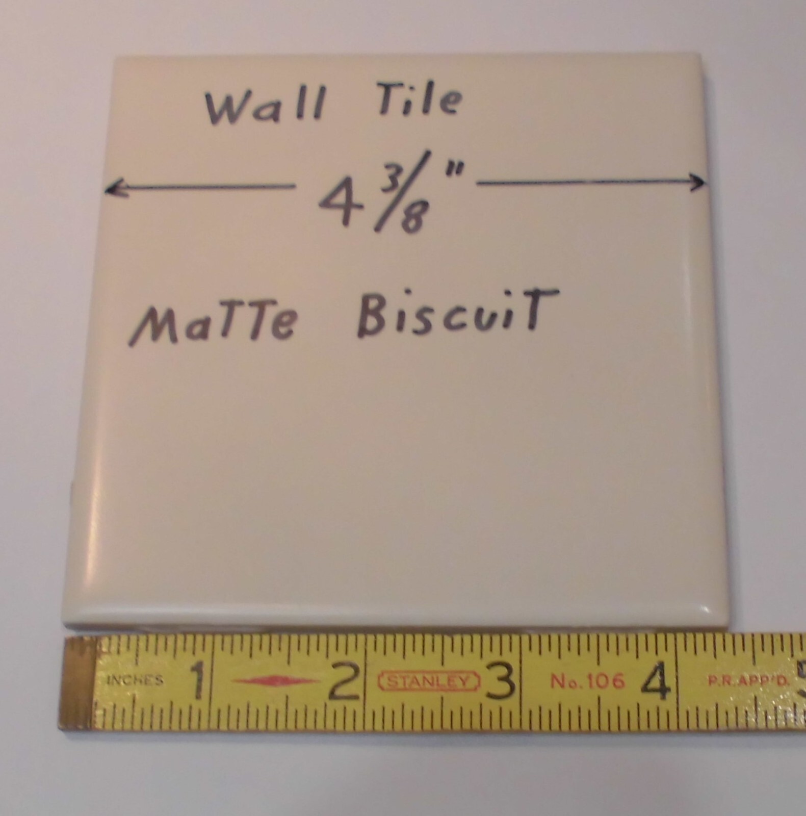 1 pc. Matte Ceramic Wall Tile *Biscuit Color* 4-3/8″ X 1/4″ thick, off-white,