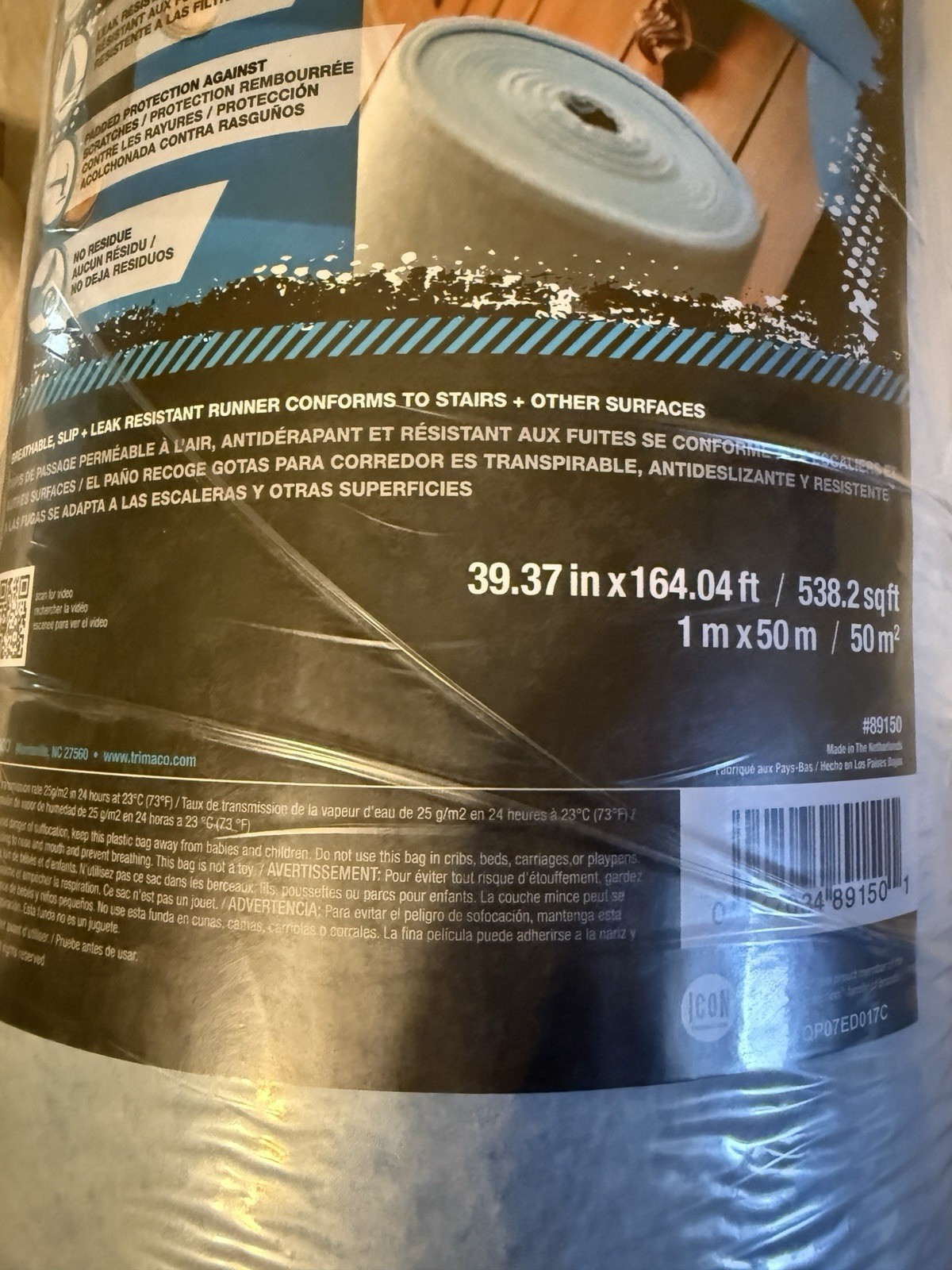 Stay Put Surface Protector 3.2 ft. x 164 ft Lightweight Reusable Easily Adheres