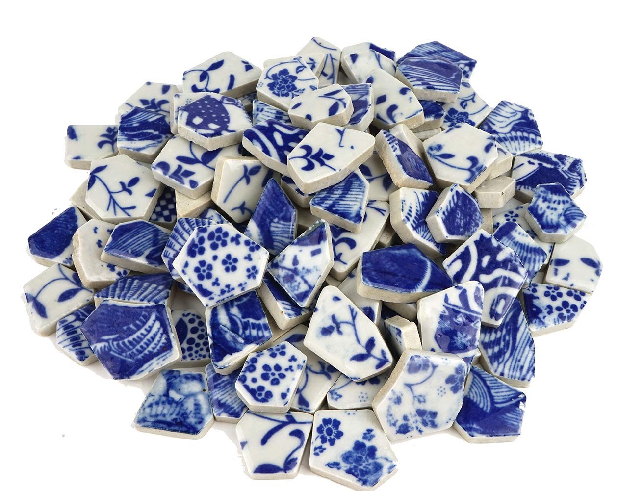 Broken Ceramic China Tiles Assortment Blue and White Porcelain Pieces