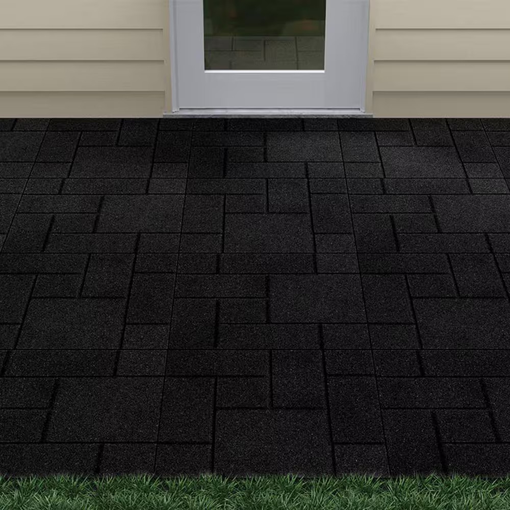24 In. X 24 In. X 5/8 In. Black Dual-Sided Rubber Paver (4-Pack)