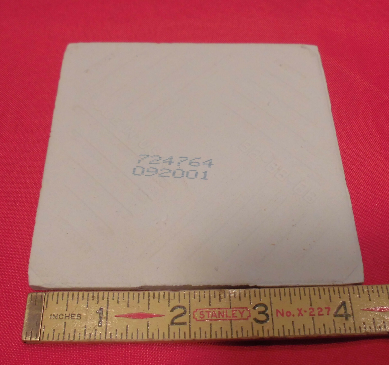 1 pc. *Almond – Moonstone* Matte Ceramic Tile 4-1/4″ (NOS) Made in USA