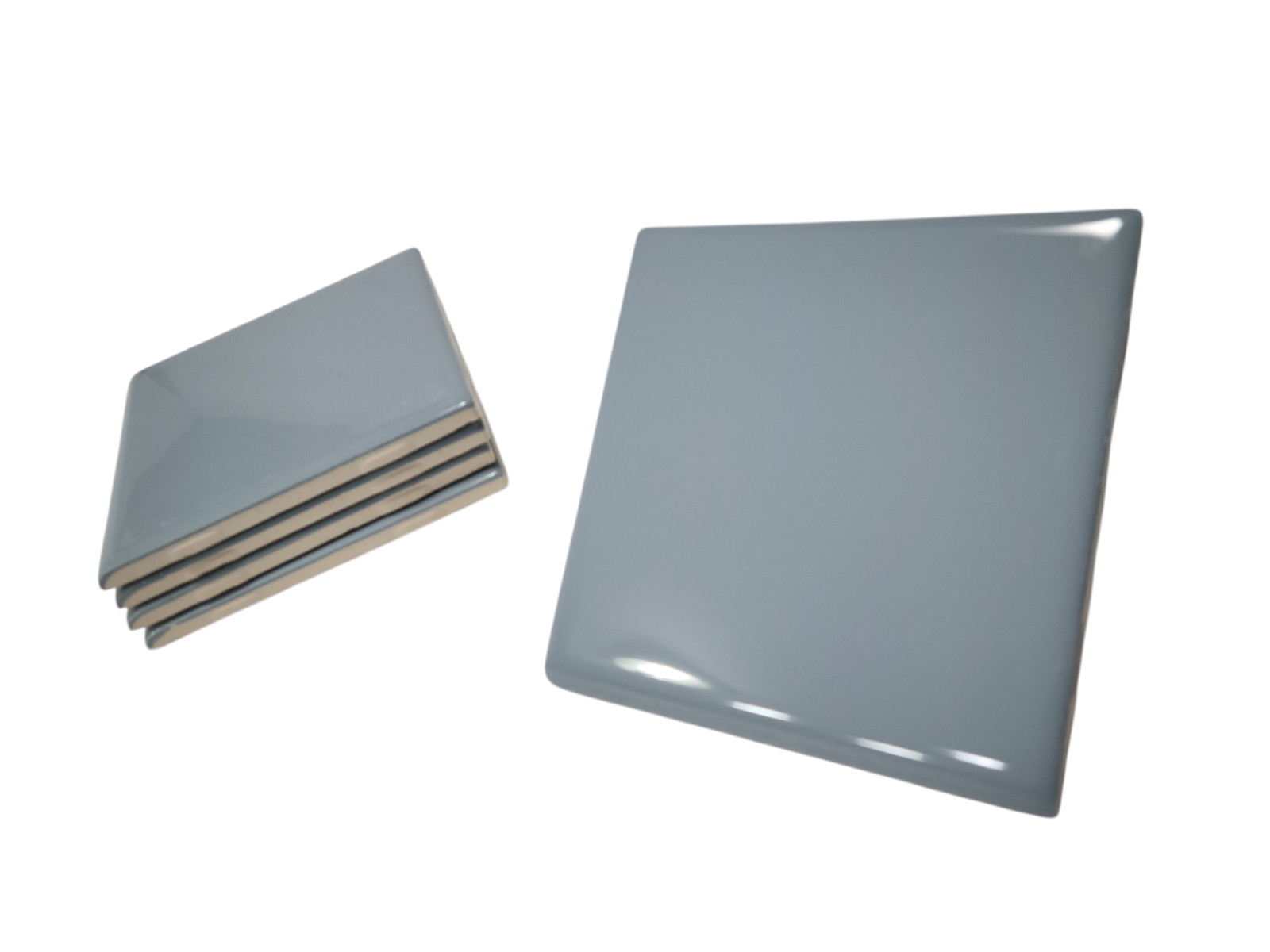 Blue Ceramic Tile 4.25 inch Bullnose Trim Edge Vintage Subway Square Color 0169