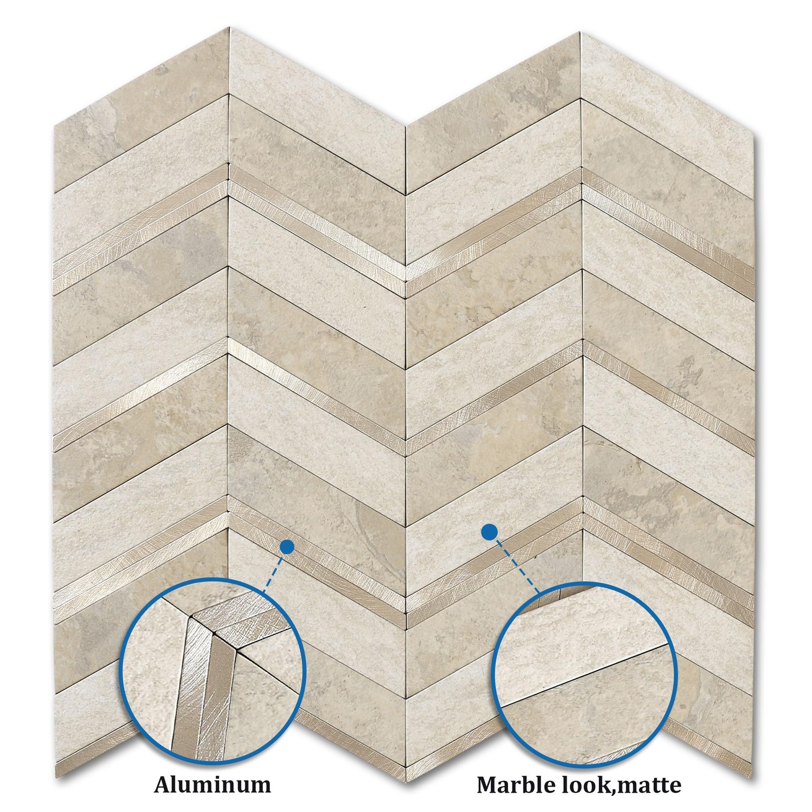 Stone Look Herringbone Peel and Stick Backsplash for Kitchen,Chevron Stick on…