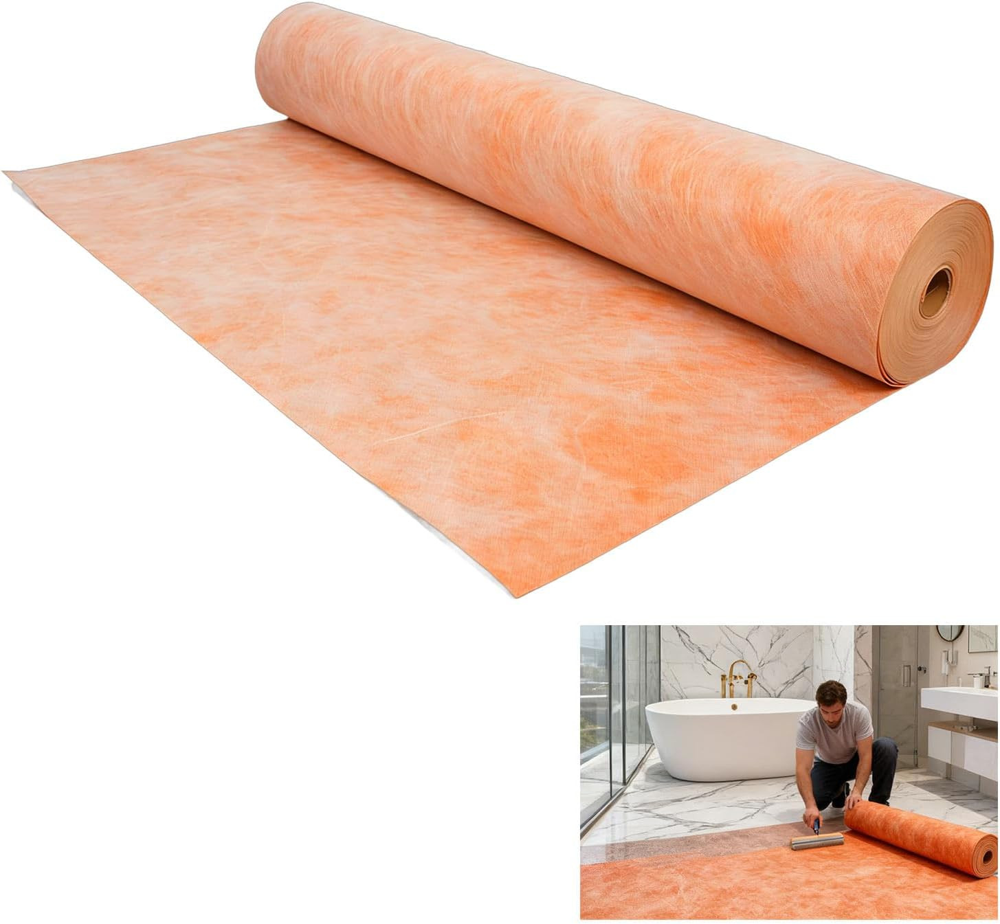 3.3 FT X 98.5 FT Waterproof Membrane for Shower, 23.6 Mils Thick Underlayment Wa