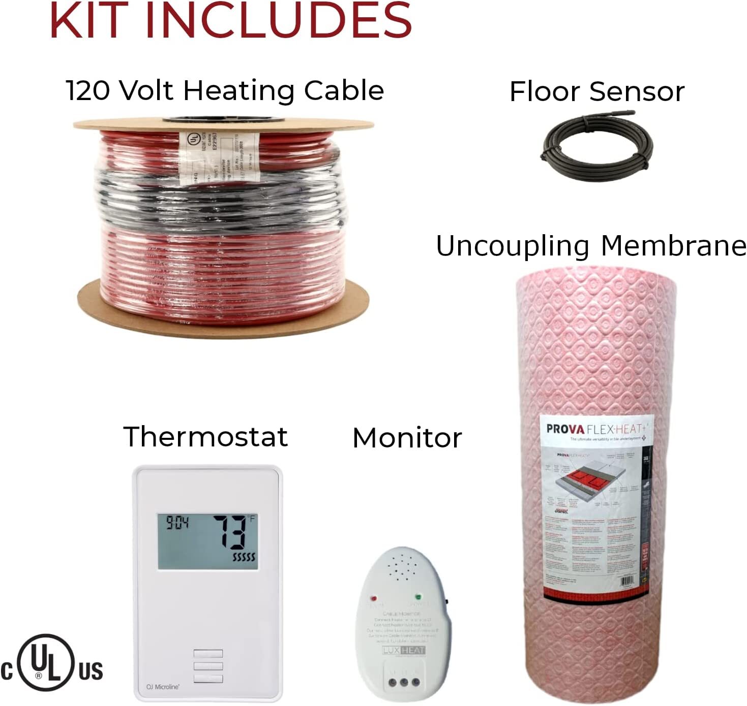 LuxHeat Cable Kit 120v (10-150sqft) Electric Radiant Floor Heating System Tile +