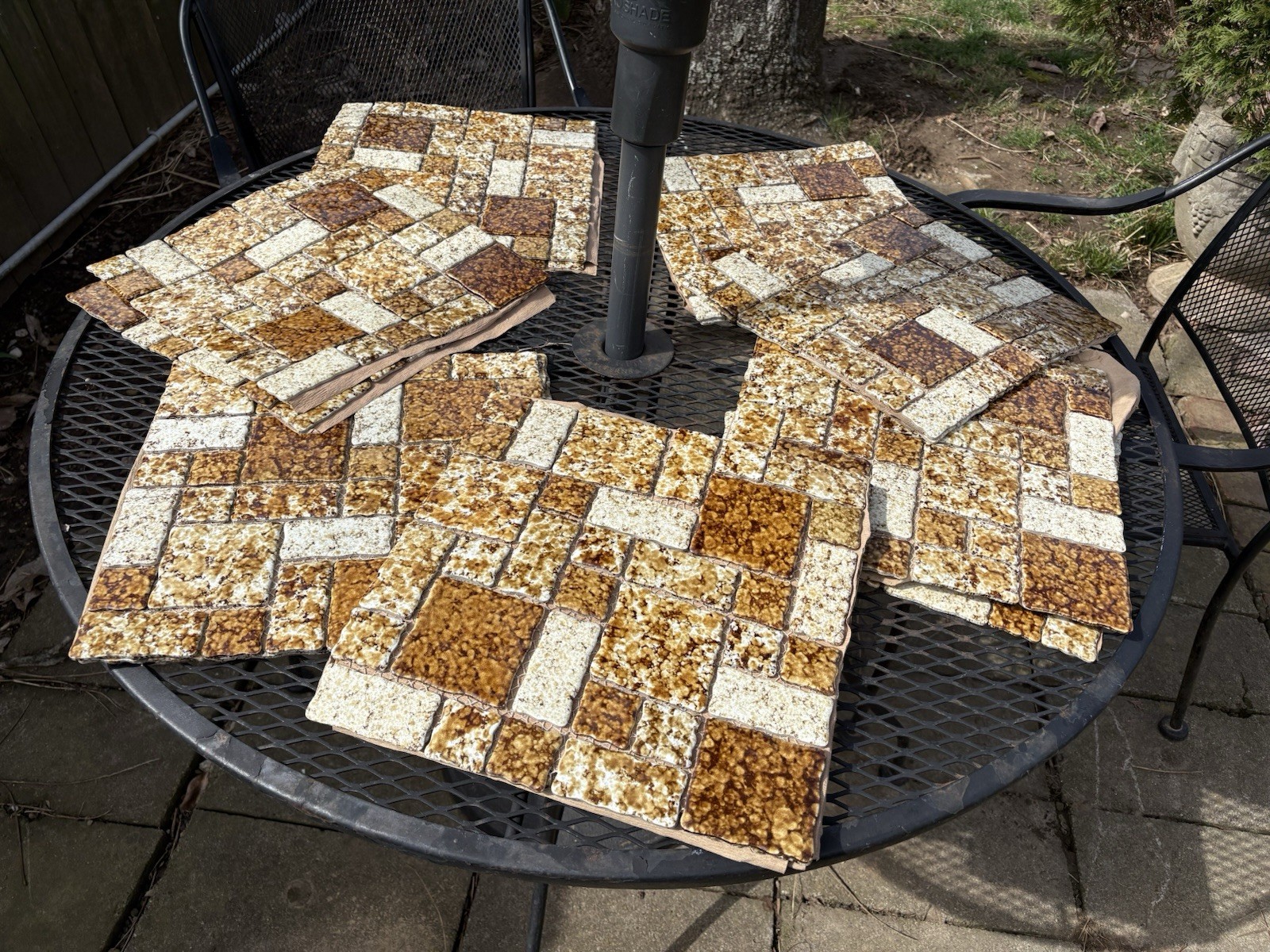 43 Vintage Glossy Mosaic Tiles. 12×12. Authentic. Japan. 1960s. Open Box