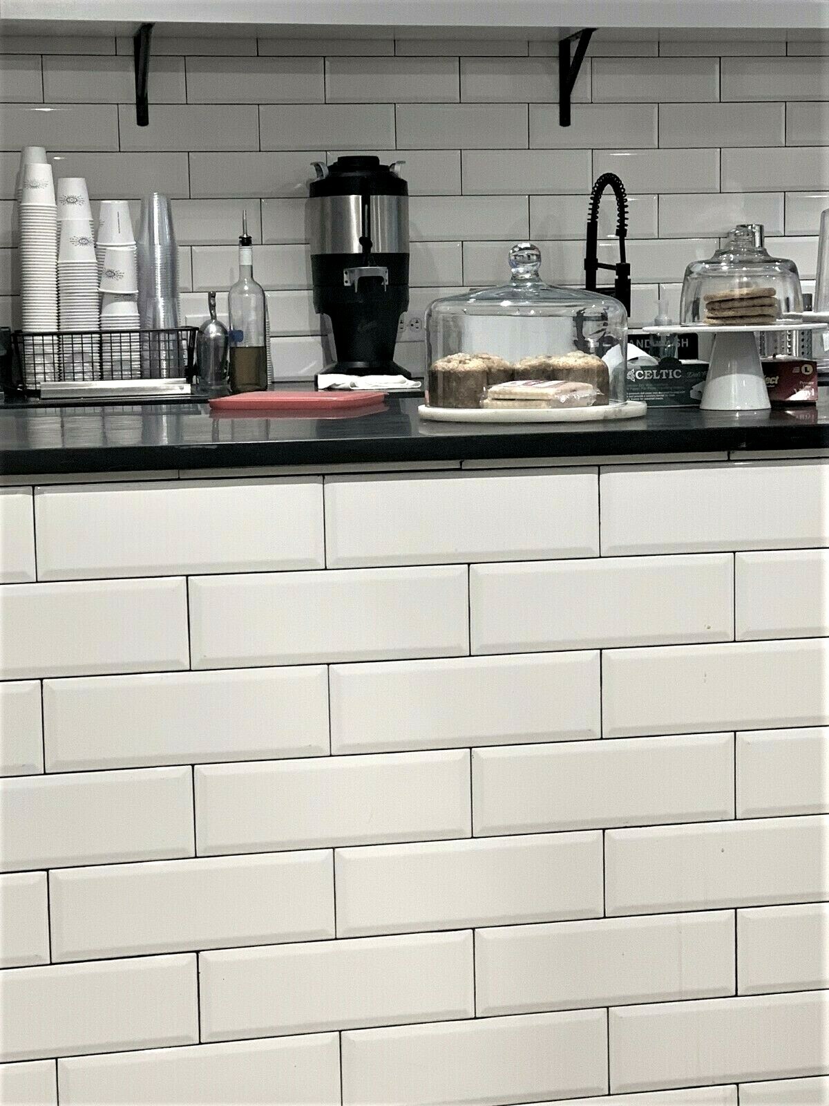 White 4×10 Beveled Shiny Ceramic Subway Tile Backsplash Wall Kitchen Bath