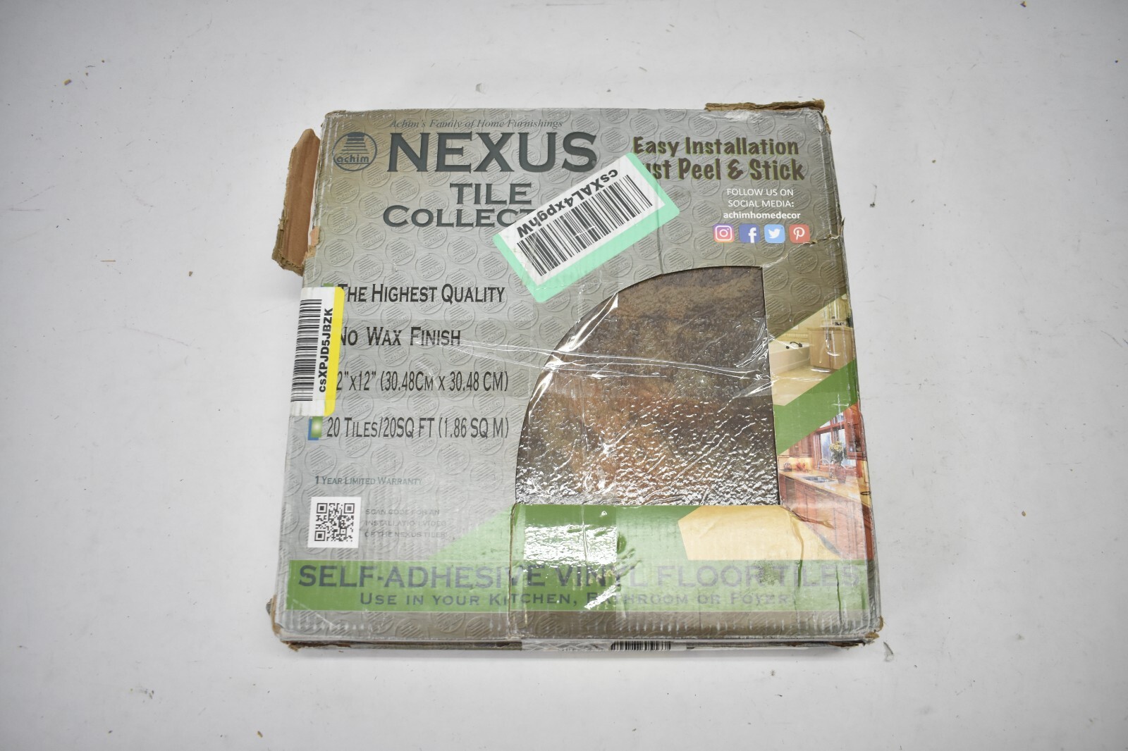 Lot of 40 Tiles Nexus Vinyl Floor Tiles Dark Slate Marble Peel & Stick 12″ x 12″