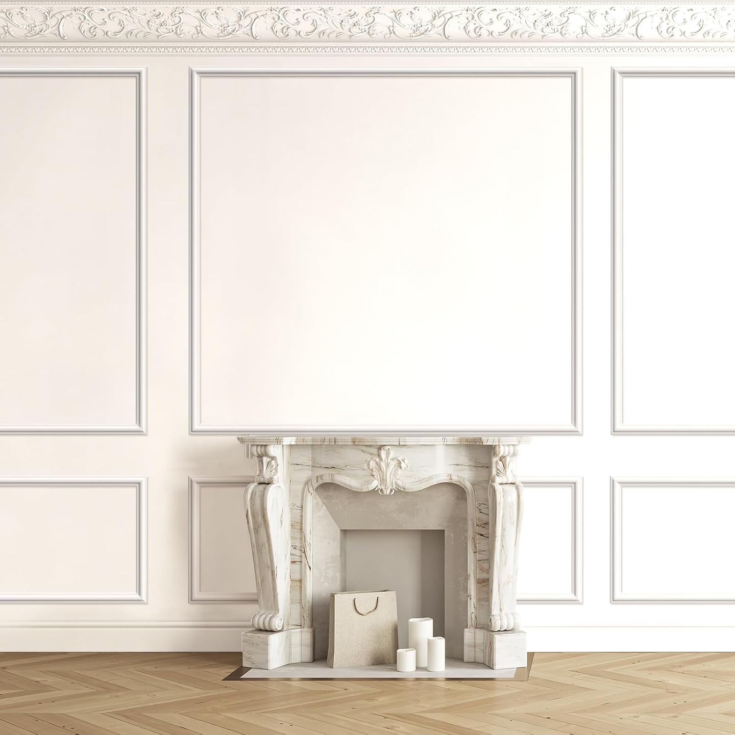 Peel & Stick Wall Molding Kit 3D Premade Wainscoting Wall Decor 31×63+72×63