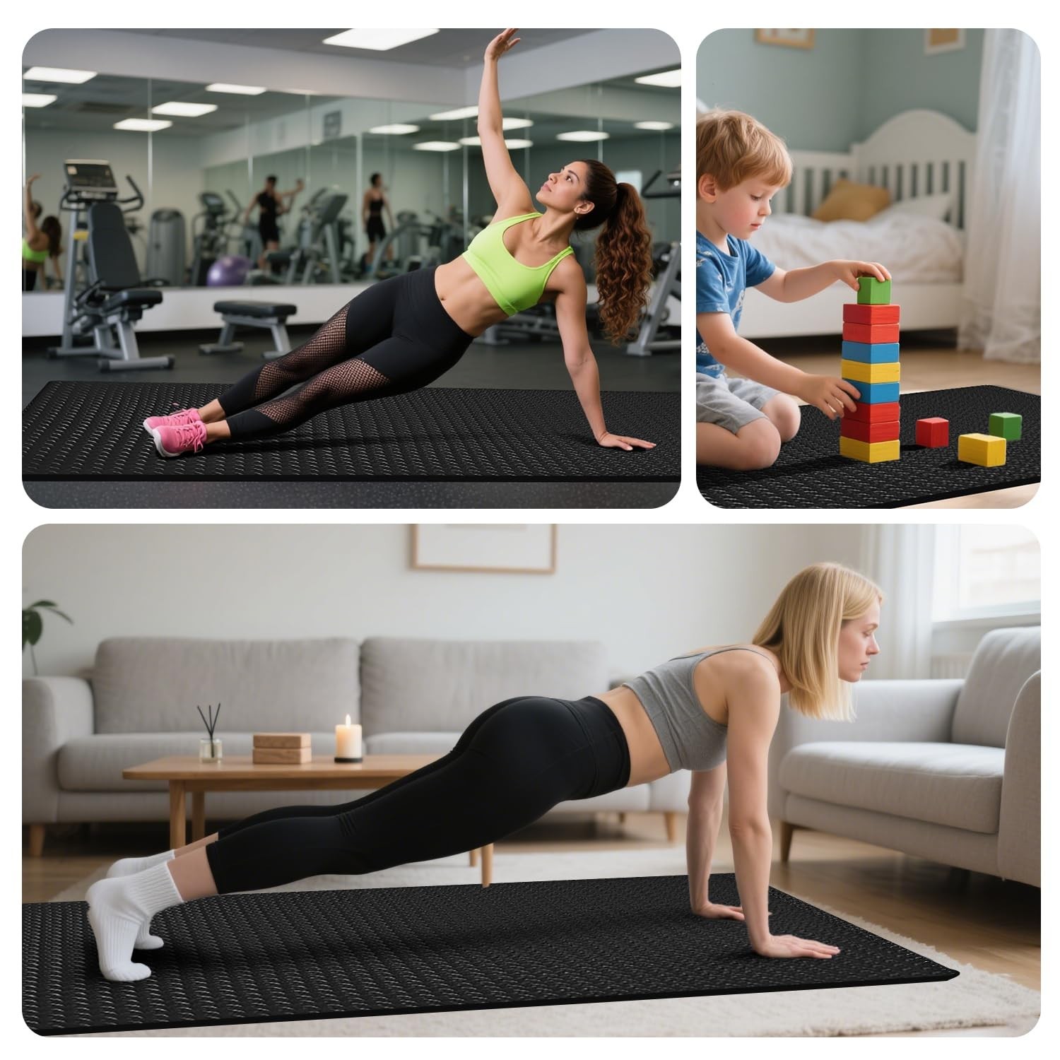 4x6ft Gym Floor Mat 10mm Thick – Large TPE/NPE Foam Workout Mat for Home Gym,…
