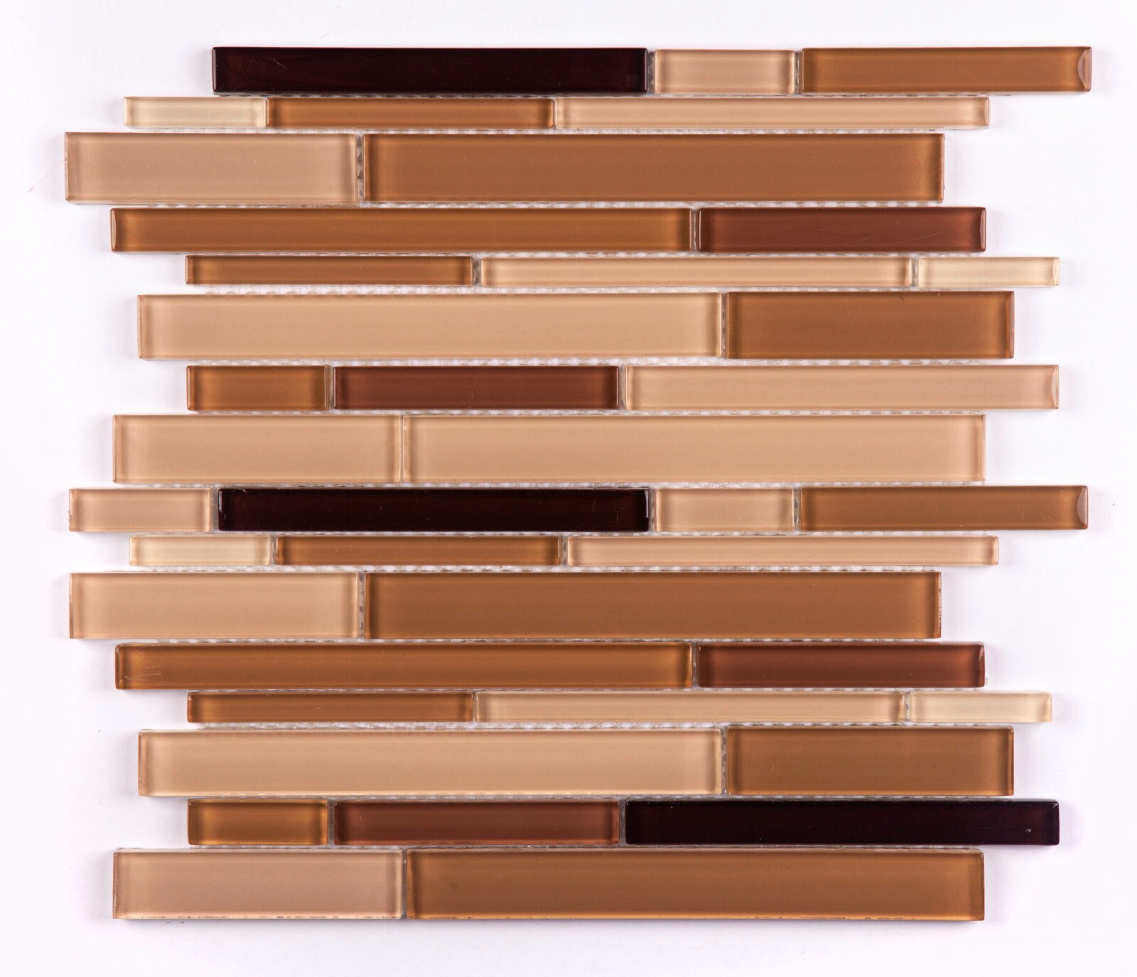 Brown Beige Mixed Glass Tile Decorative Random Bricks 8mm thick