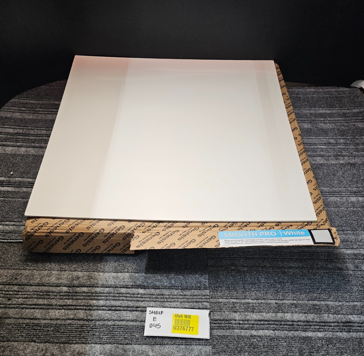 (QTY 12)Genesis Smooth Pro PVC Ceiling Tile Waterproof Washable 2’L X 2’W White