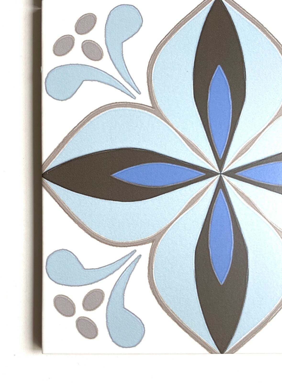 8.7 x 8.7 Cafe De Paris Larose Patterned Aqua/Blue Ink Porcelain Tile (BOX 10)