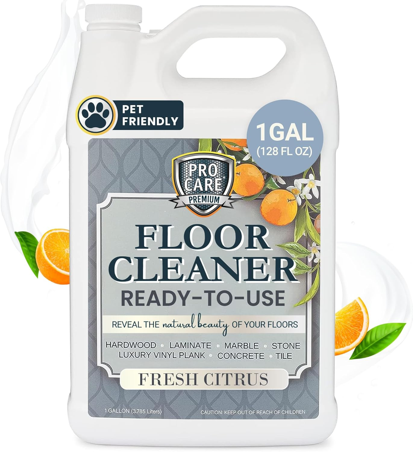 Floor Cleaner (Made in USA)Cleaning Solution with Citrus Aroma – 1 Gal 128 Fl Oz