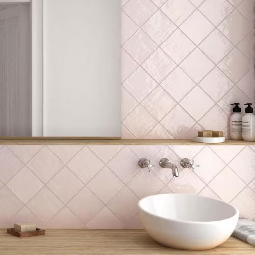 Pink 5.2 In. X 5.2 In. Polished Ceramic Subway Wall Tile (10.76 Sq. Ft./Case)