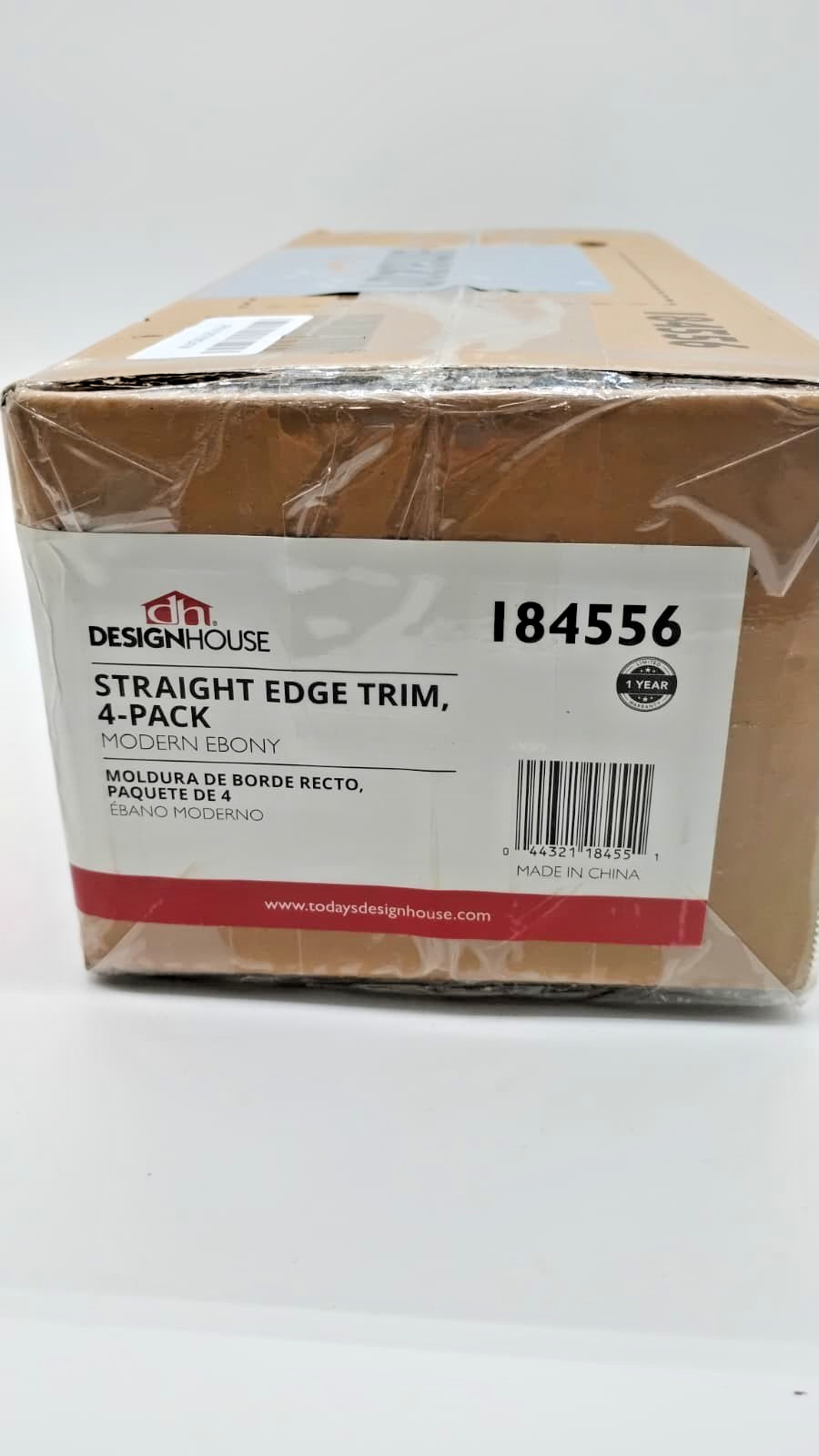 Design House Straight Edge Trim for 12″ Deck Tiles, Ebony (4-Pack)