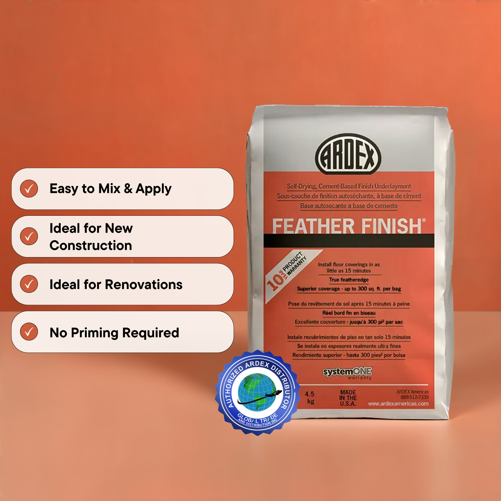 Ardex Feather Finish Quick-Set Self-Drying Cement-Base Underlayment 5x10lb White