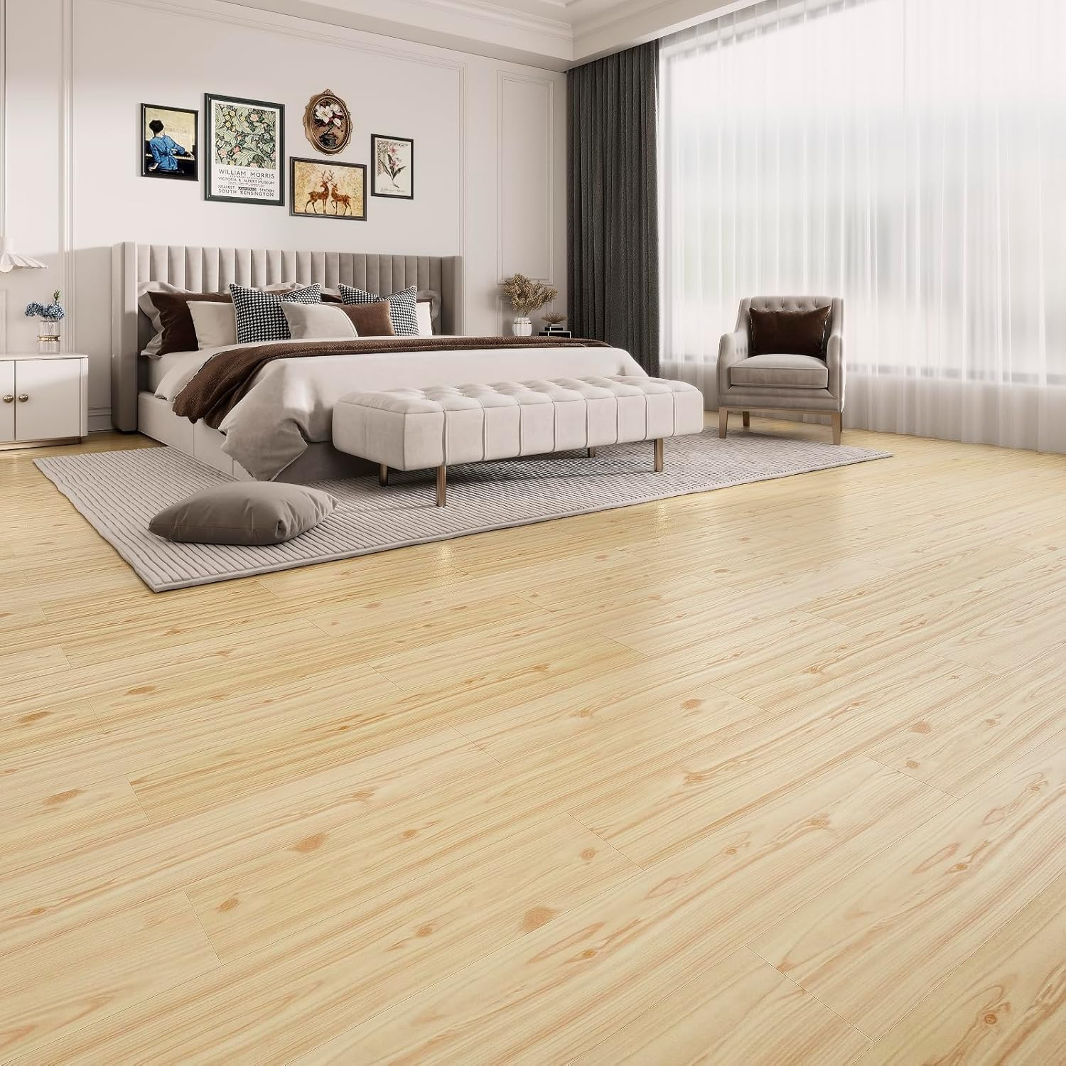 54 Sq. Ft Floor Tiles Peel and Stick Vinyl Floor 36 X 6 Inch Luxury Self Adhesiv
