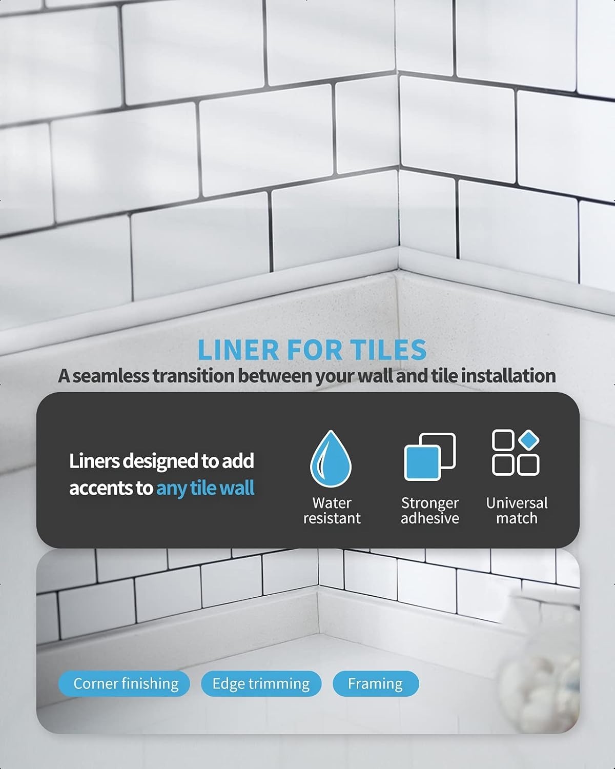 Elegant 10 Ft Self-Adhesive Backsplash Trim – Versatile & Easy to Install